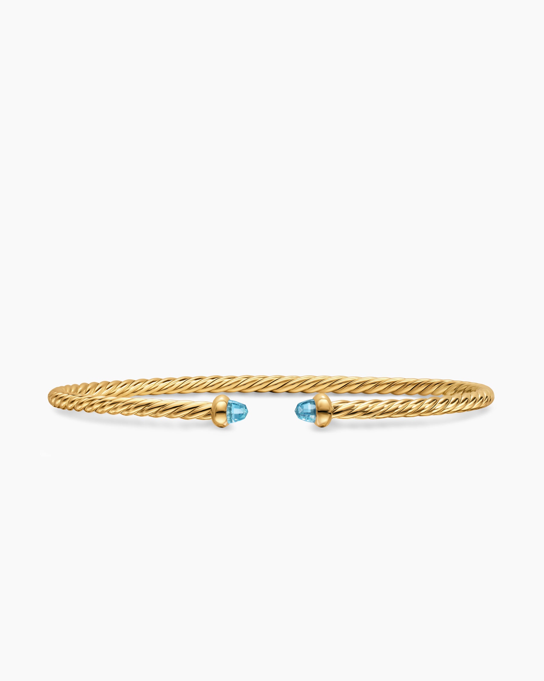 Micro Cablespira Flex Bracelet in 18K Yellow Gold with Blue Topaz, 2.6mm