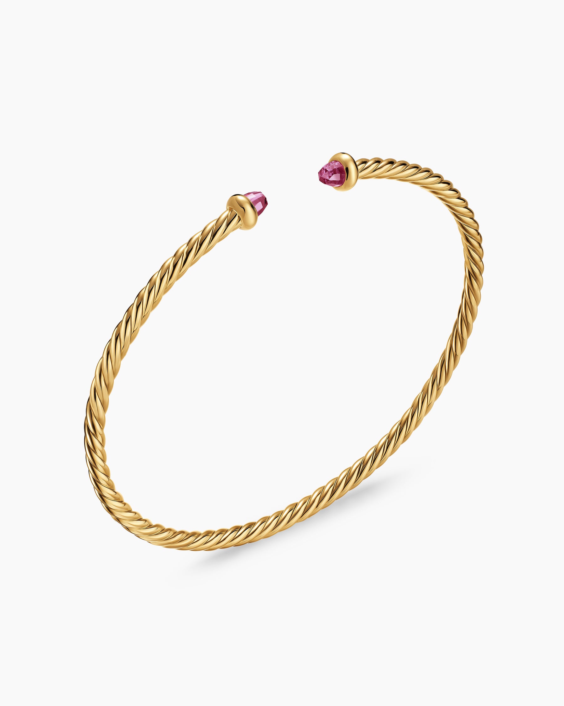 Micro Cablespira Flex Bracelet in 18K Yellow Gold with Pink Tourmalines, 2.6mm - Image 3