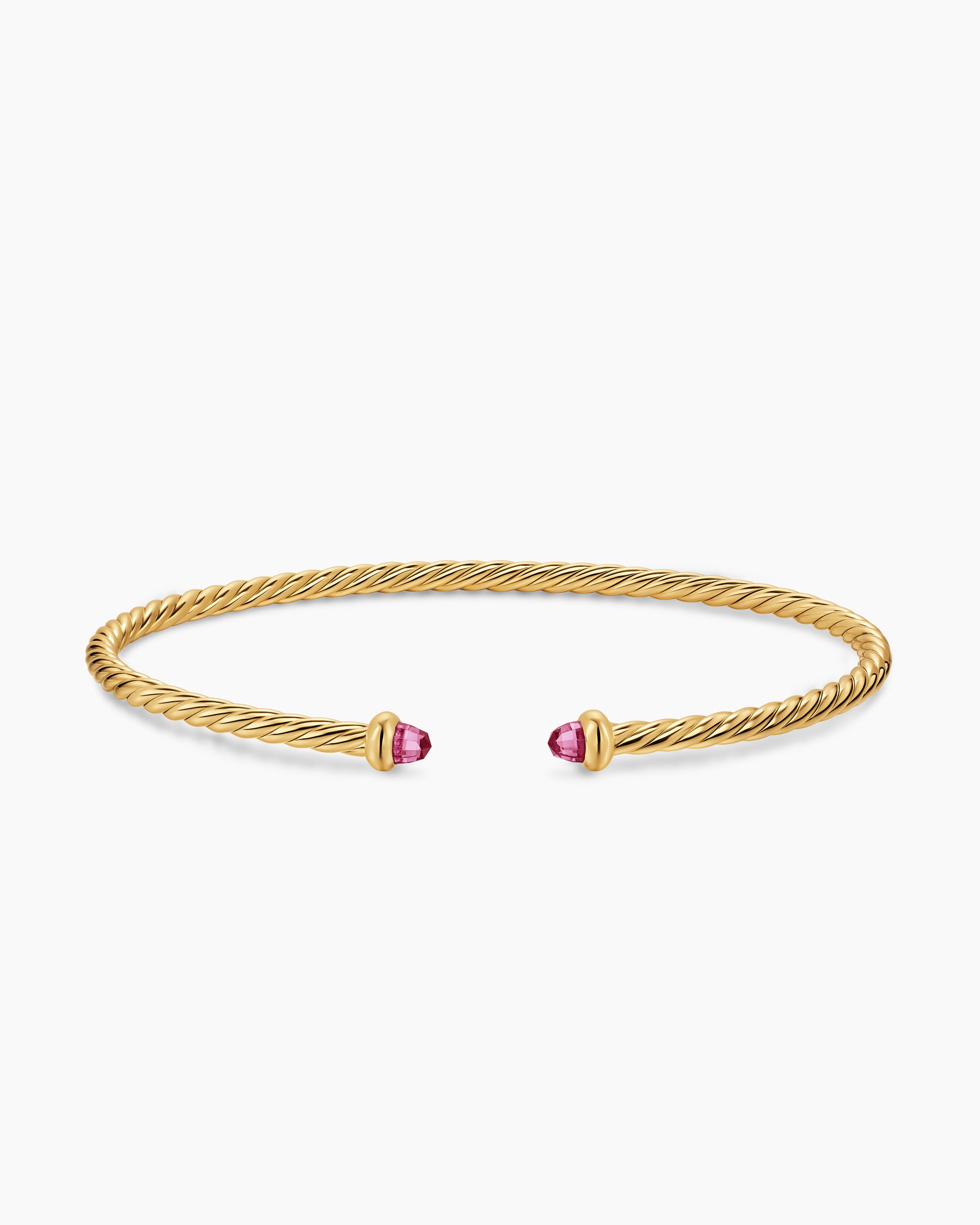 Micro Cablespira Flex Bracelet in 18K Yellow Gold with Pink Tourmalines, 2.6mm - Image 4