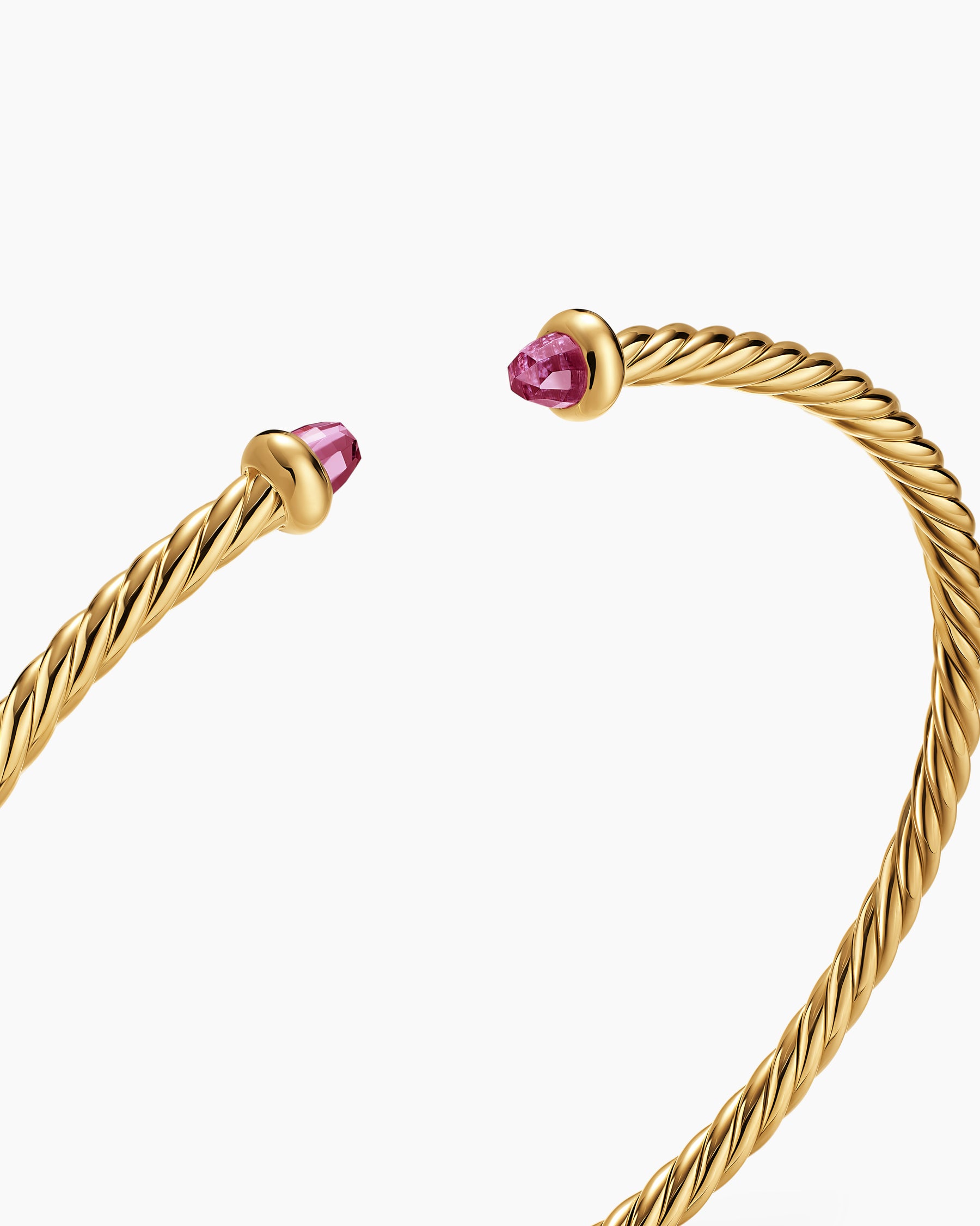Micro Cablespira Flex Bracelet in 18K Yellow Gold with Pink Tourmalines, 2.6mm - Image 5