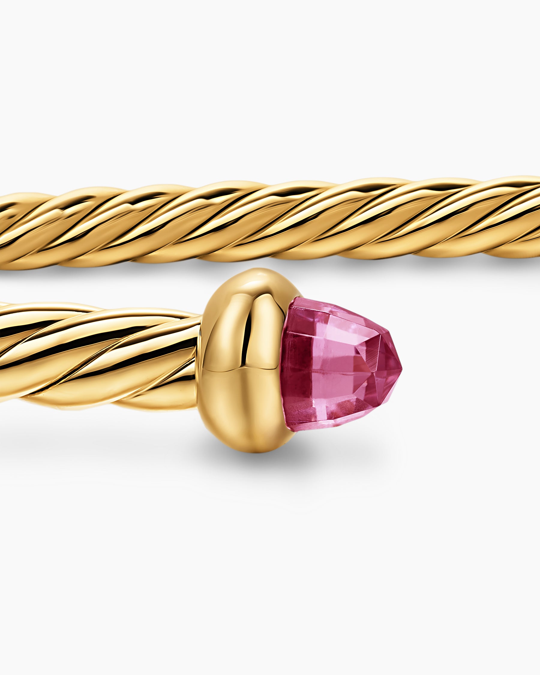 Micro Cablespira Flex Bracelet in 18K Yellow Gold with Pink Tourmalines, 2.6mm - Image 6
