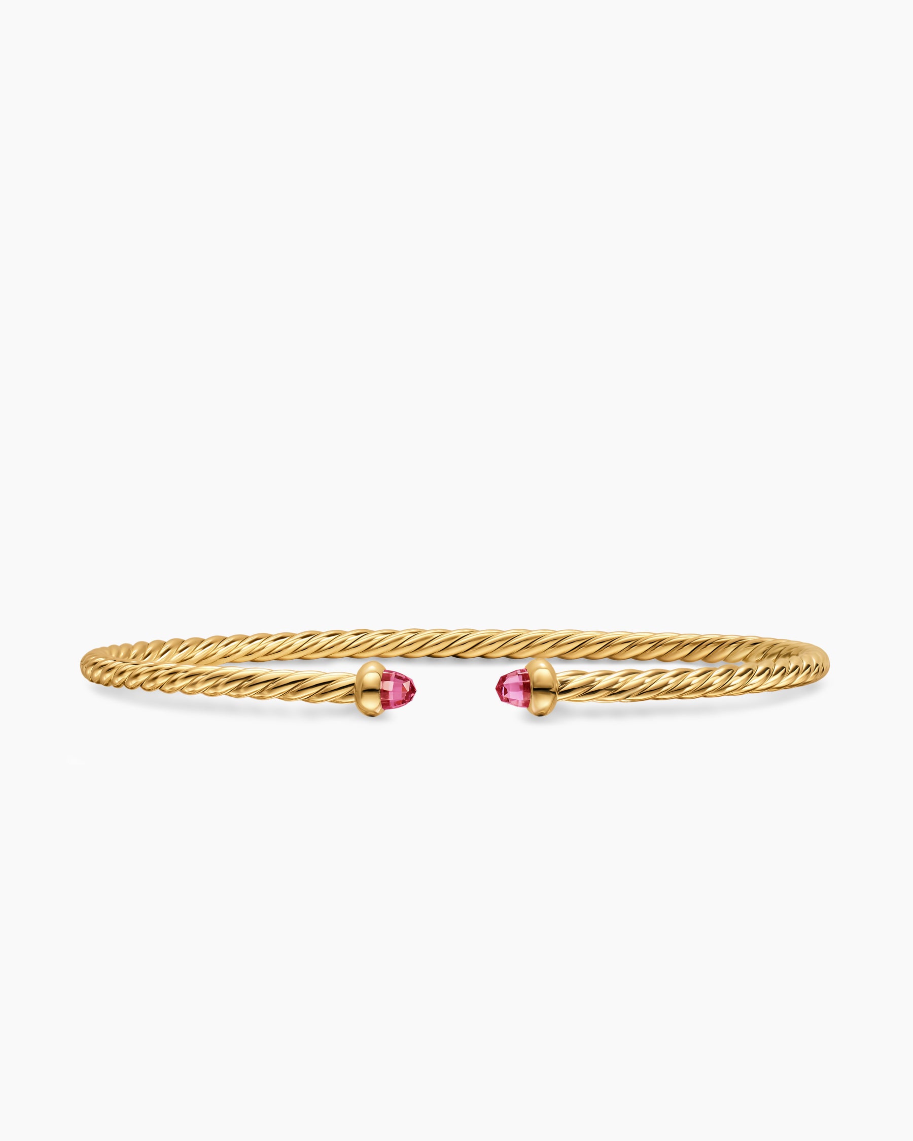 Micro Cablespira Flex Bracelet in 18K Yellow Gold with Pink Tourmalines, 2.6mm