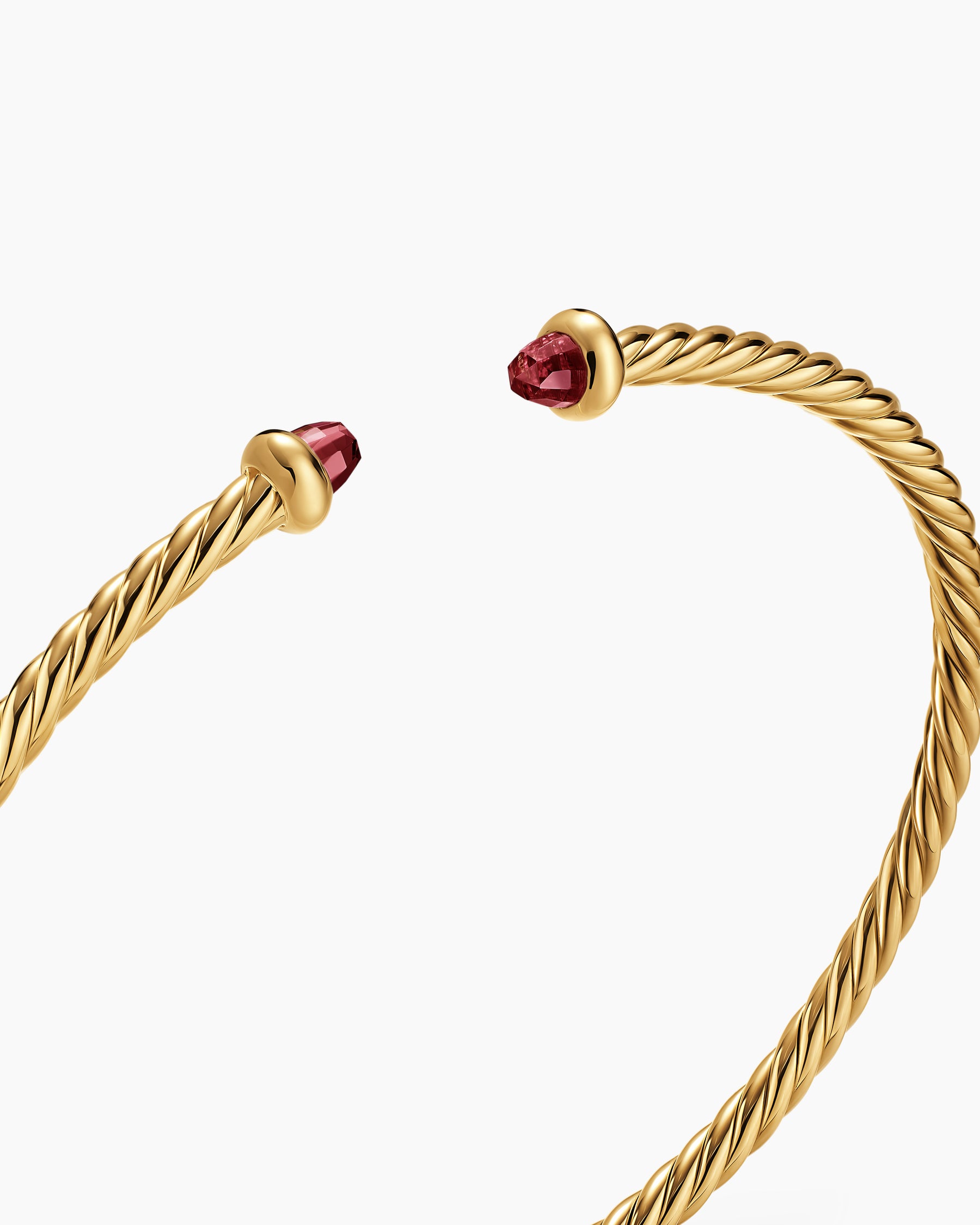 Micro Cablespira Flex Bracelet in 18K Yellow Gold with Rhodolite Garnets, 2.6mm - Image 5