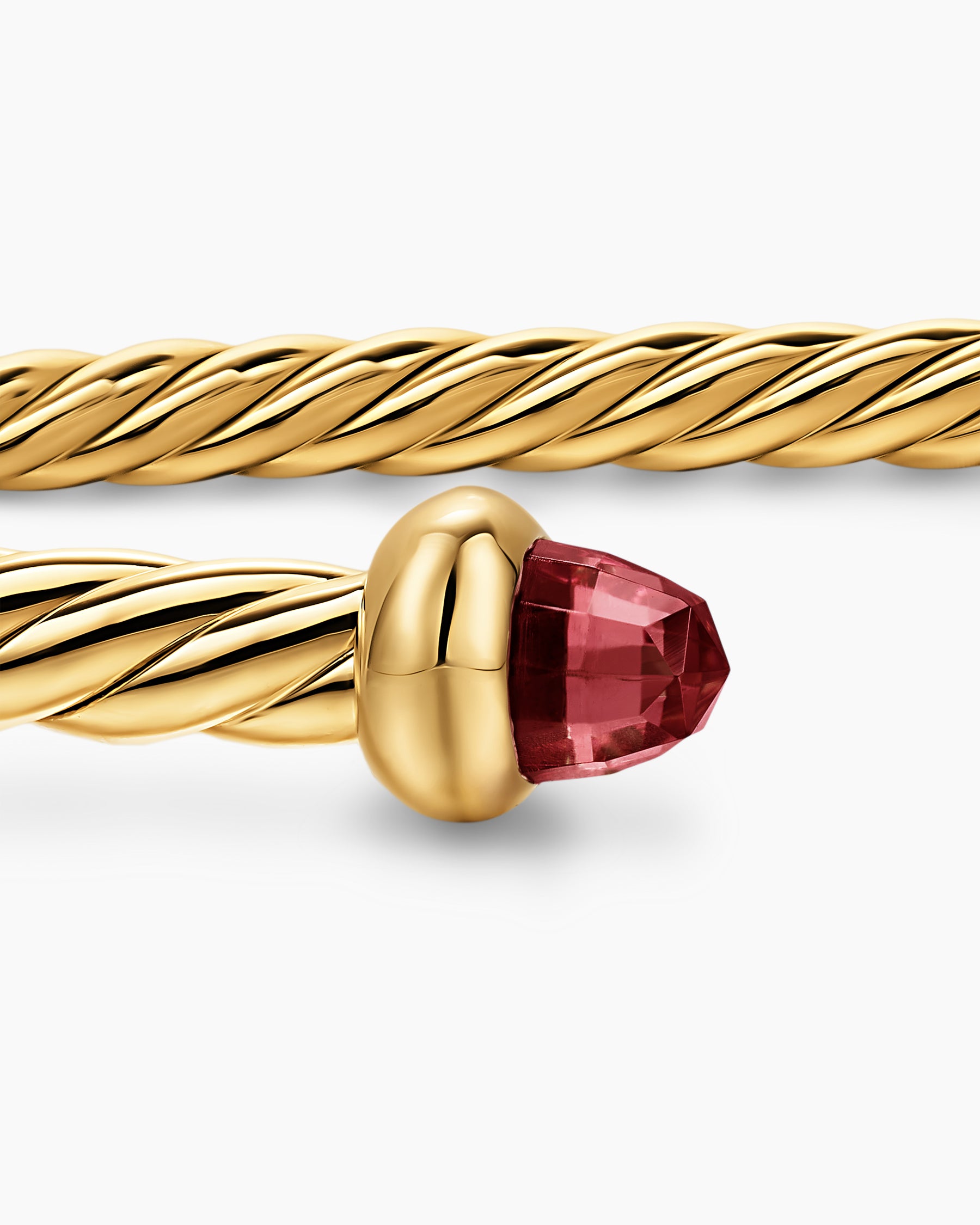 Micro Cablespira Flex Bracelet in 18K Yellow Gold with Rhodolite Garnets, 2.6mm - Image 6