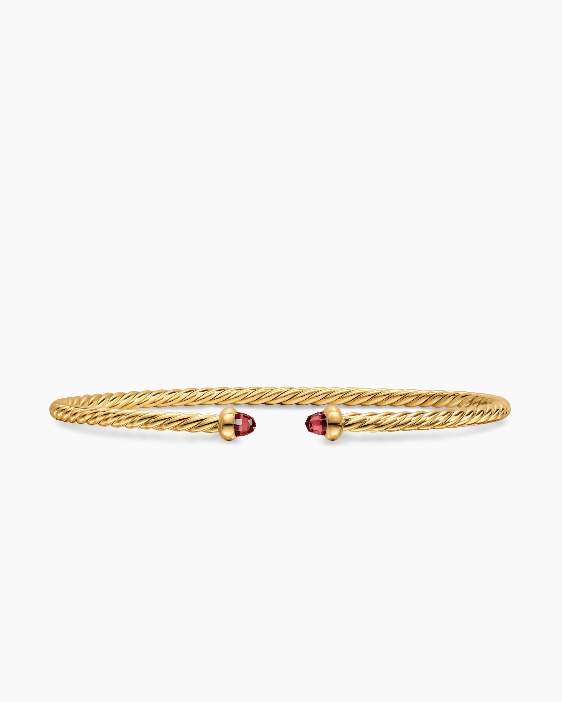 Micro Cablespira Flex Bracelet in 18K Yellow Gold with Rhodolite Garnets, 2.6mm