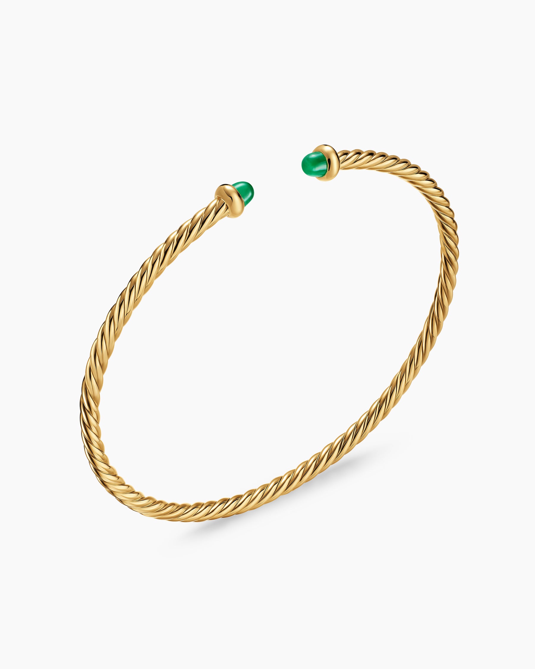 Micro Cablespira Flex Bracelet in 18K Yellow Gold with Emeralds, 2.6mm - Image 3