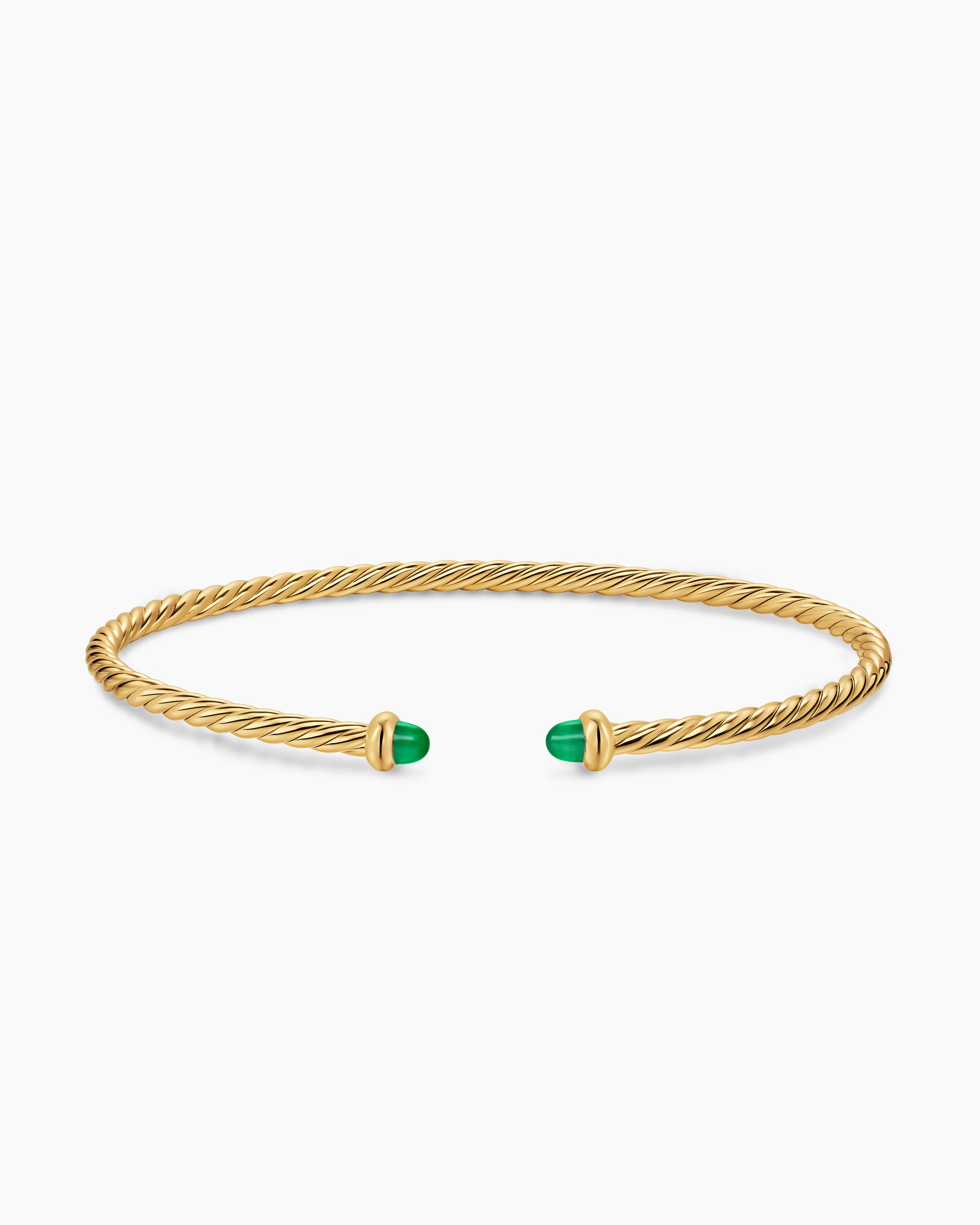 Micro Cablespira Flex Bracelet in 18K Yellow Gold with Emeralds, 2.6mm - Image 4