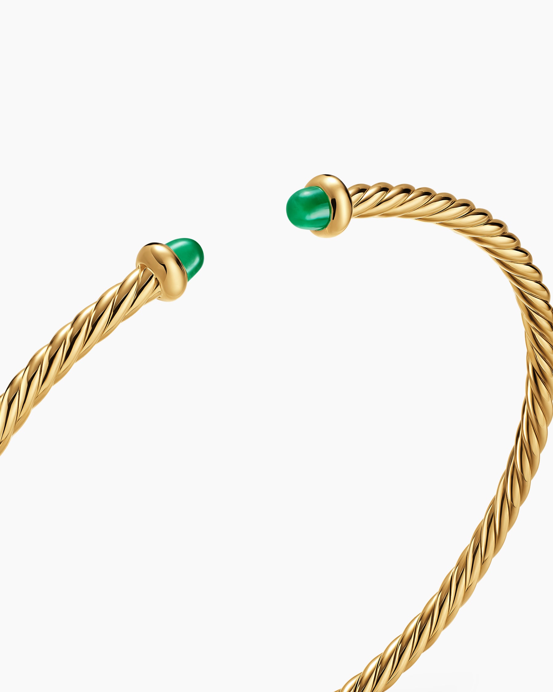 Micro Cablespira Flex Bracelet in 18K Yellow Gold with Emeralds, 2.6mm - Image 5