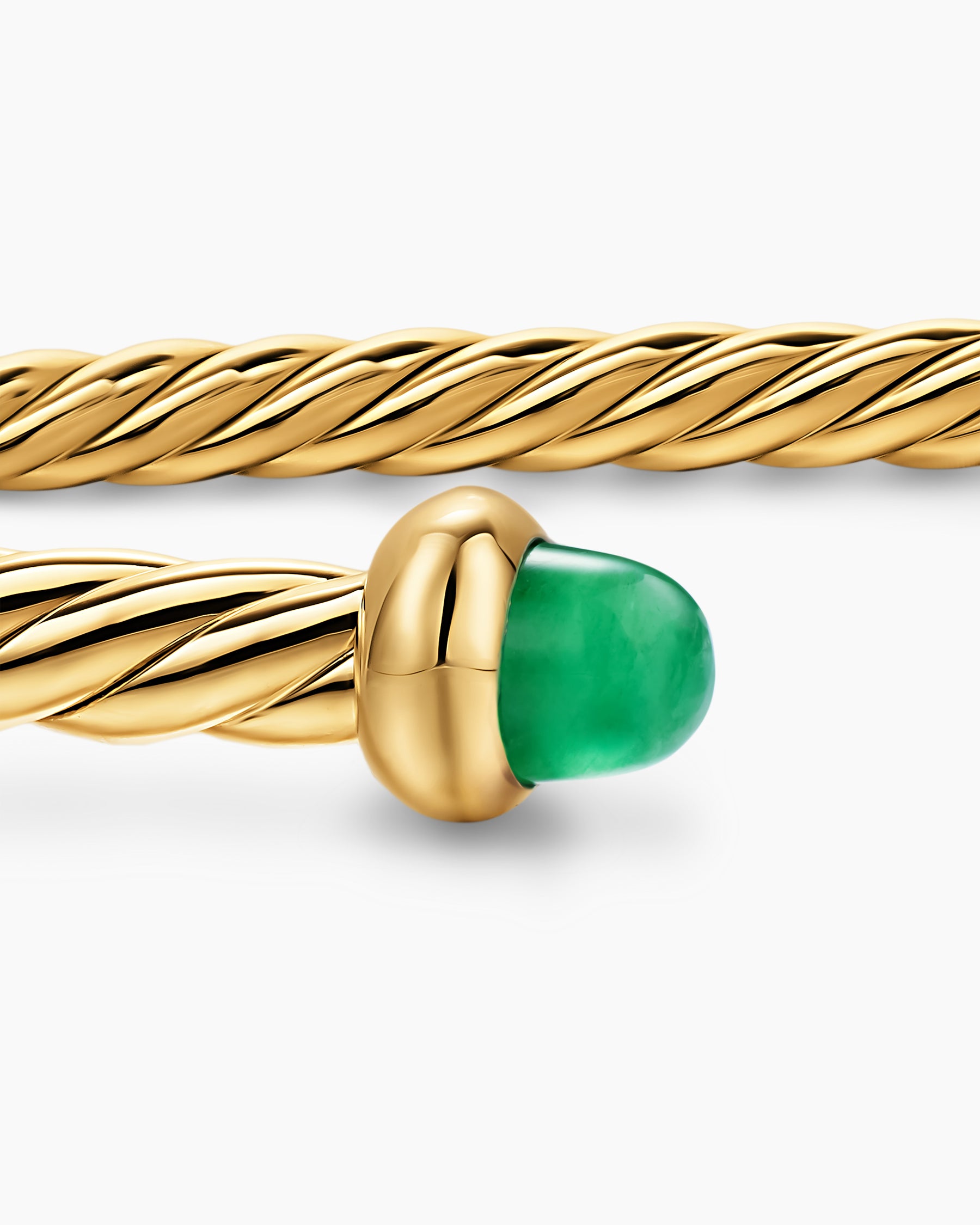 Micro Cablespira Flex Bracelet in 18K Yellow Gold with Emeralds, 2.6mm - Image 6