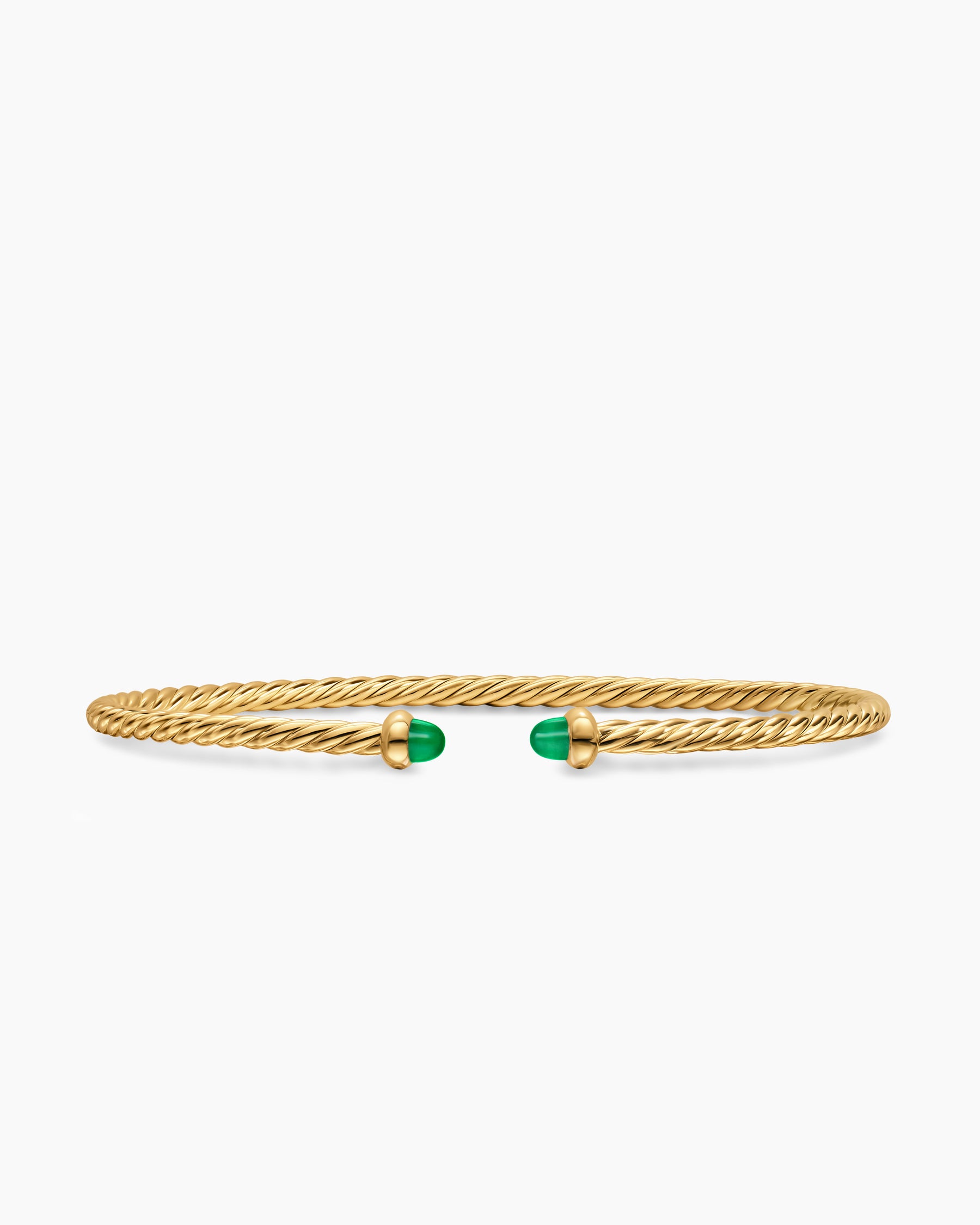 Micro Cablespira Flex Bracelet in 18K Yellow Gold with Emeralds, 2.6mm