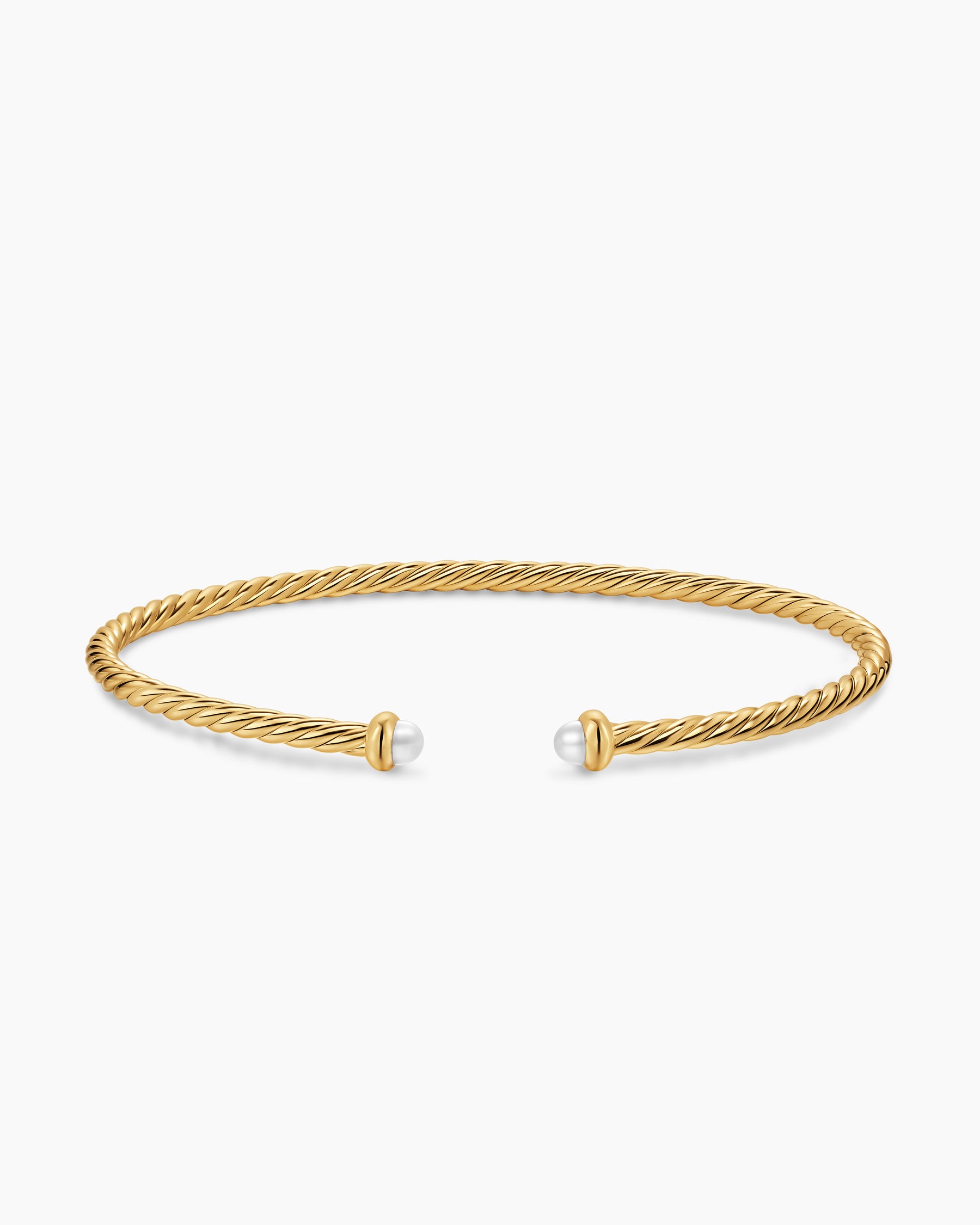 Micro Cablespira Flex Bracelet in 18K Yellow Gold with Pearls, 2.6mm - Image 4
