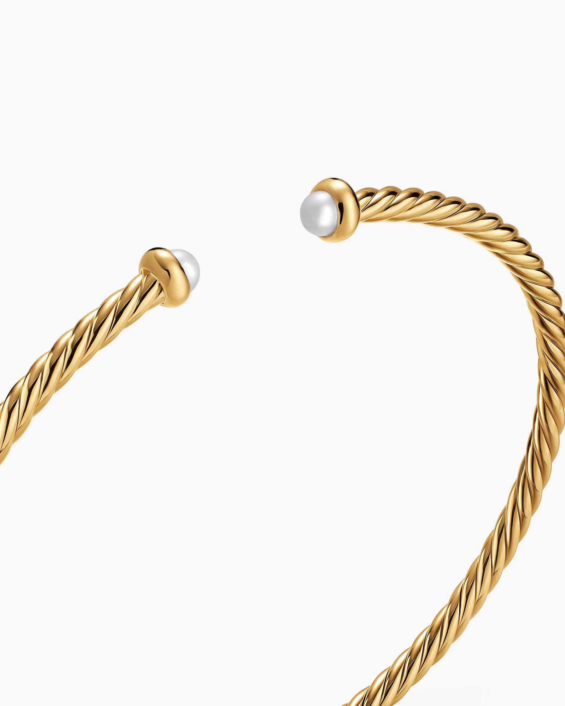 Micro Cablespira Flex Bracelet in 18K Yellow Gold with Pearls, 2.6mm - Image 5