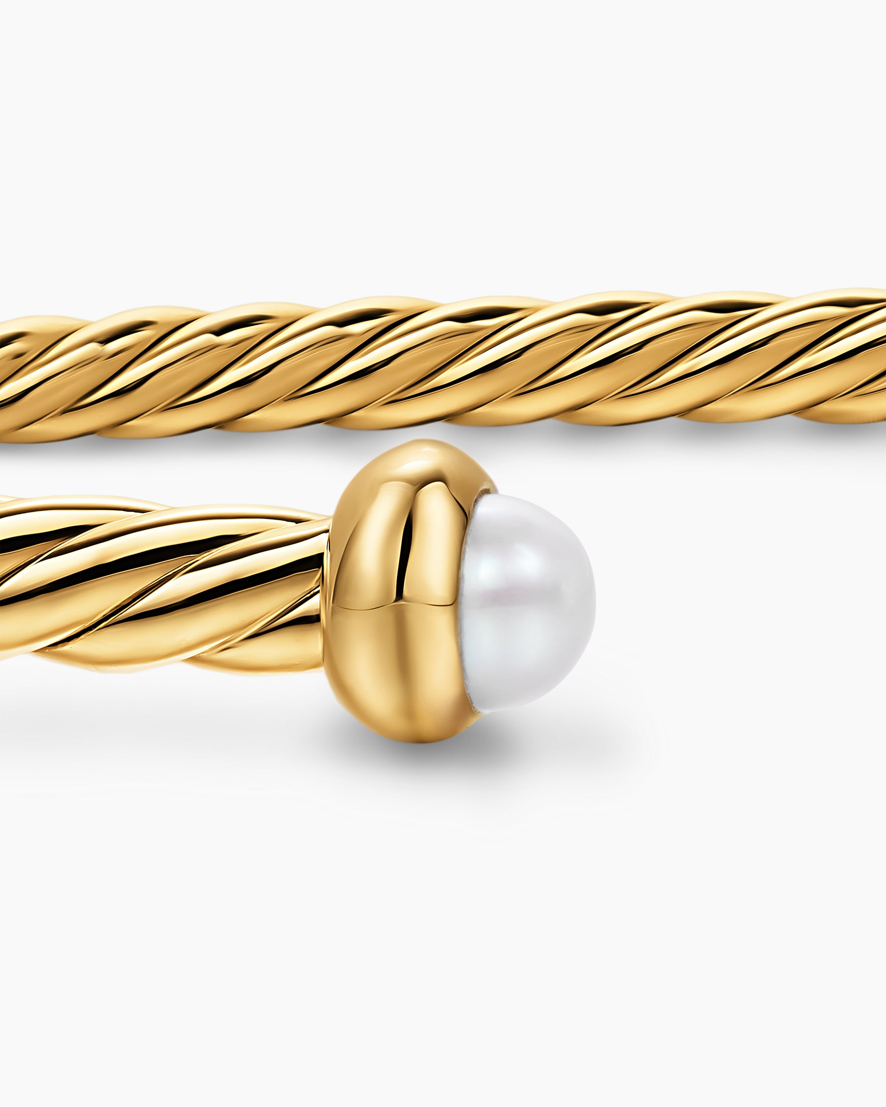 Micro Cablespira Flex Bracelet in 18K Yellow Gold with Pearls, 2.6mm - Image 6
