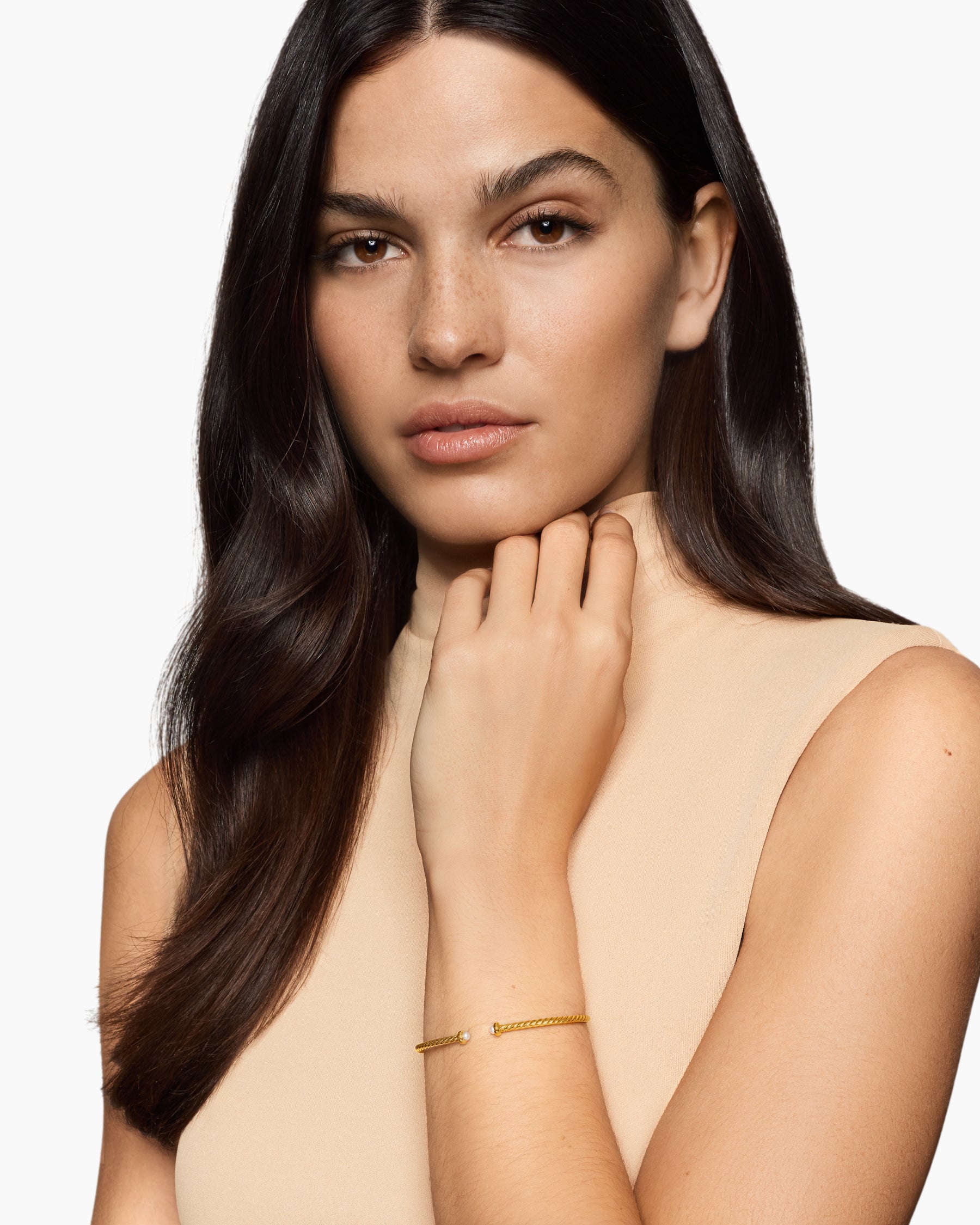 Alternative view of Micro Cablespira Flex Bracelet in 18K Yellow Gold with Pearls, 2.6mm