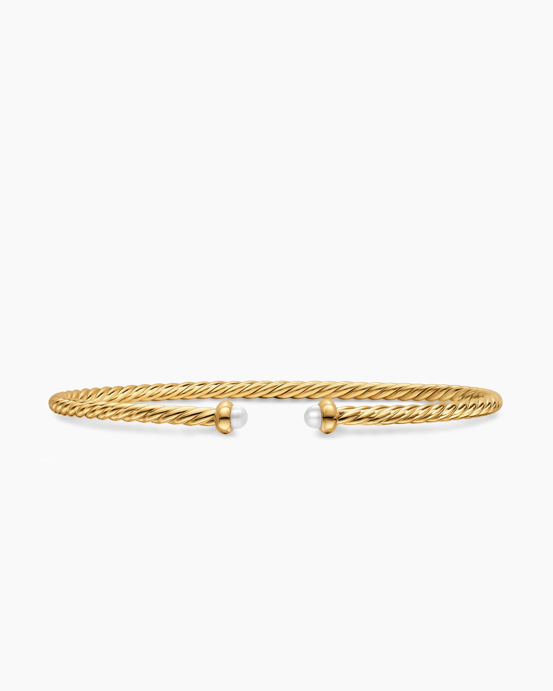 Micro Cablespira Flex Bracelet in 18K Yellow Gold with Pearls, 2.6mm