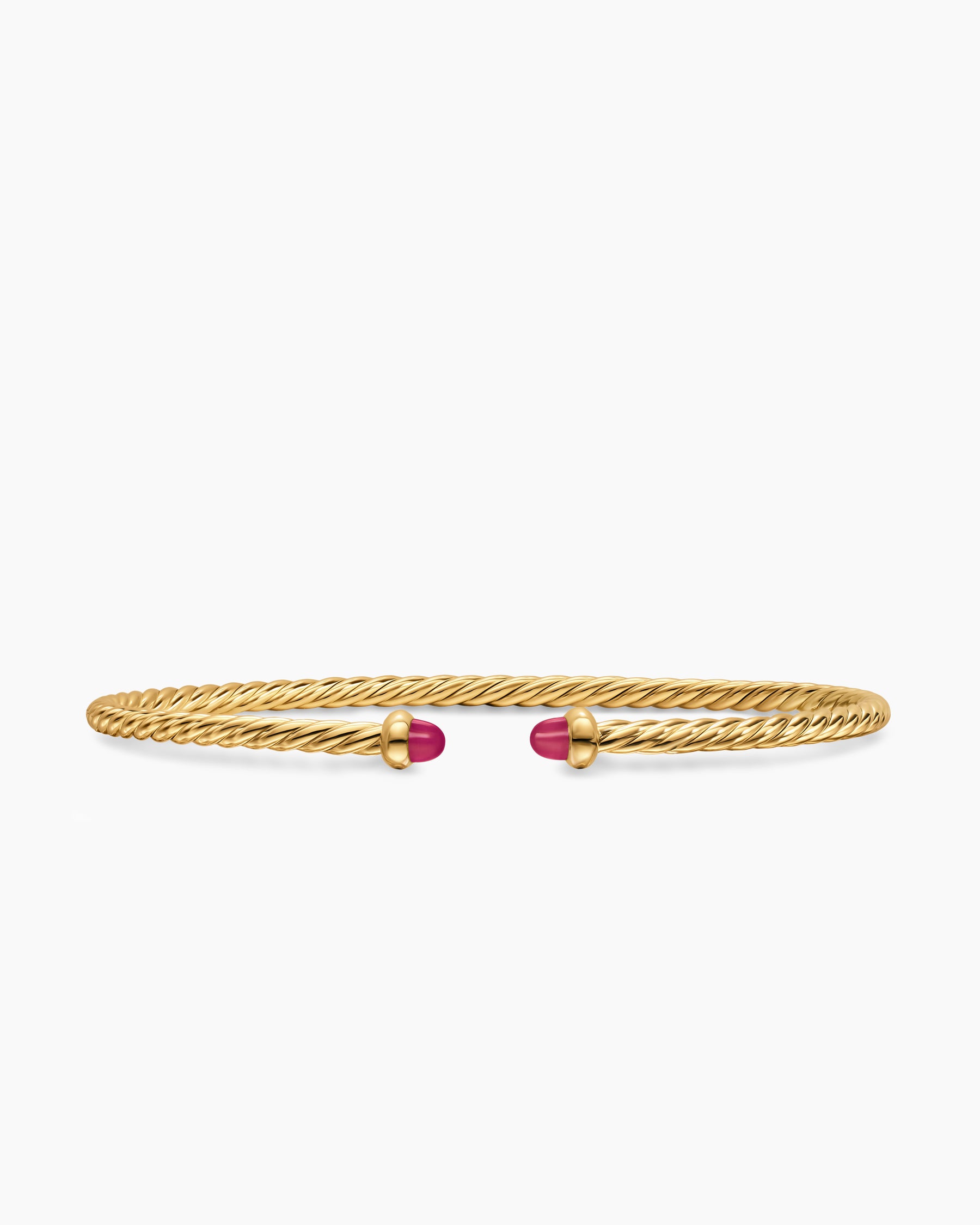 Micro Cablespira Flex Bracelet in 18K Yellow Gold with Rubies, 2.6mm