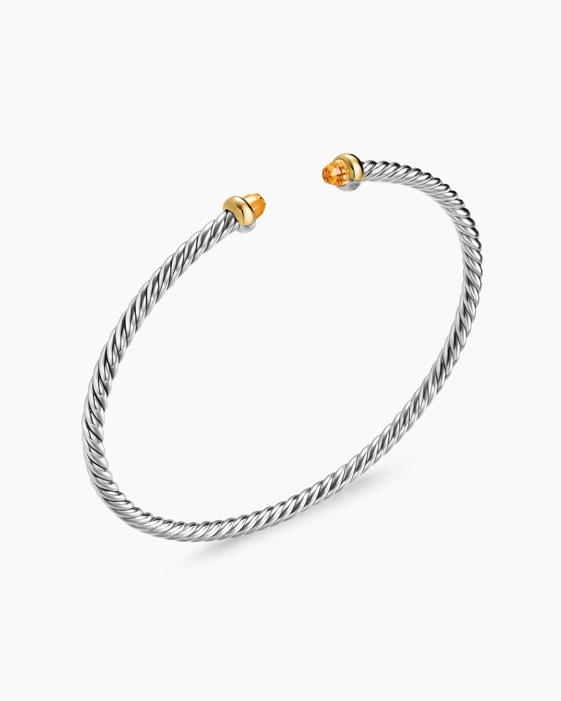 Micro Cable Flex Bracelet in Sterling Silver with 14K Yellow Gold and Citrine, 2.6mm - Image 3