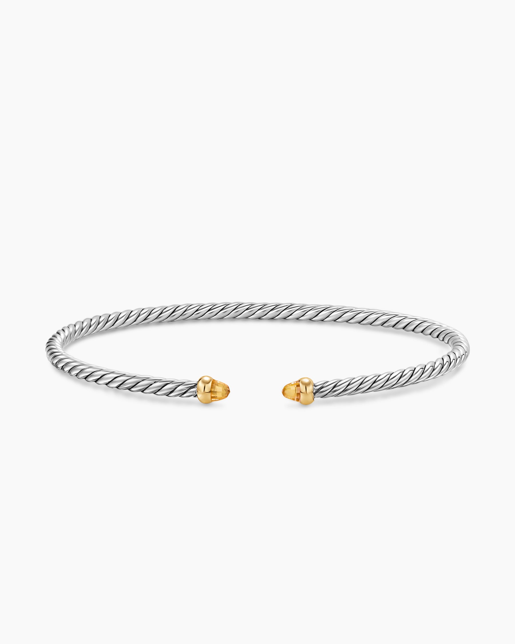 Micro Cable Flex Bracelet in Sterling Silver with 14K Yellow Gold and Citrine, 2.6mm - Image 4