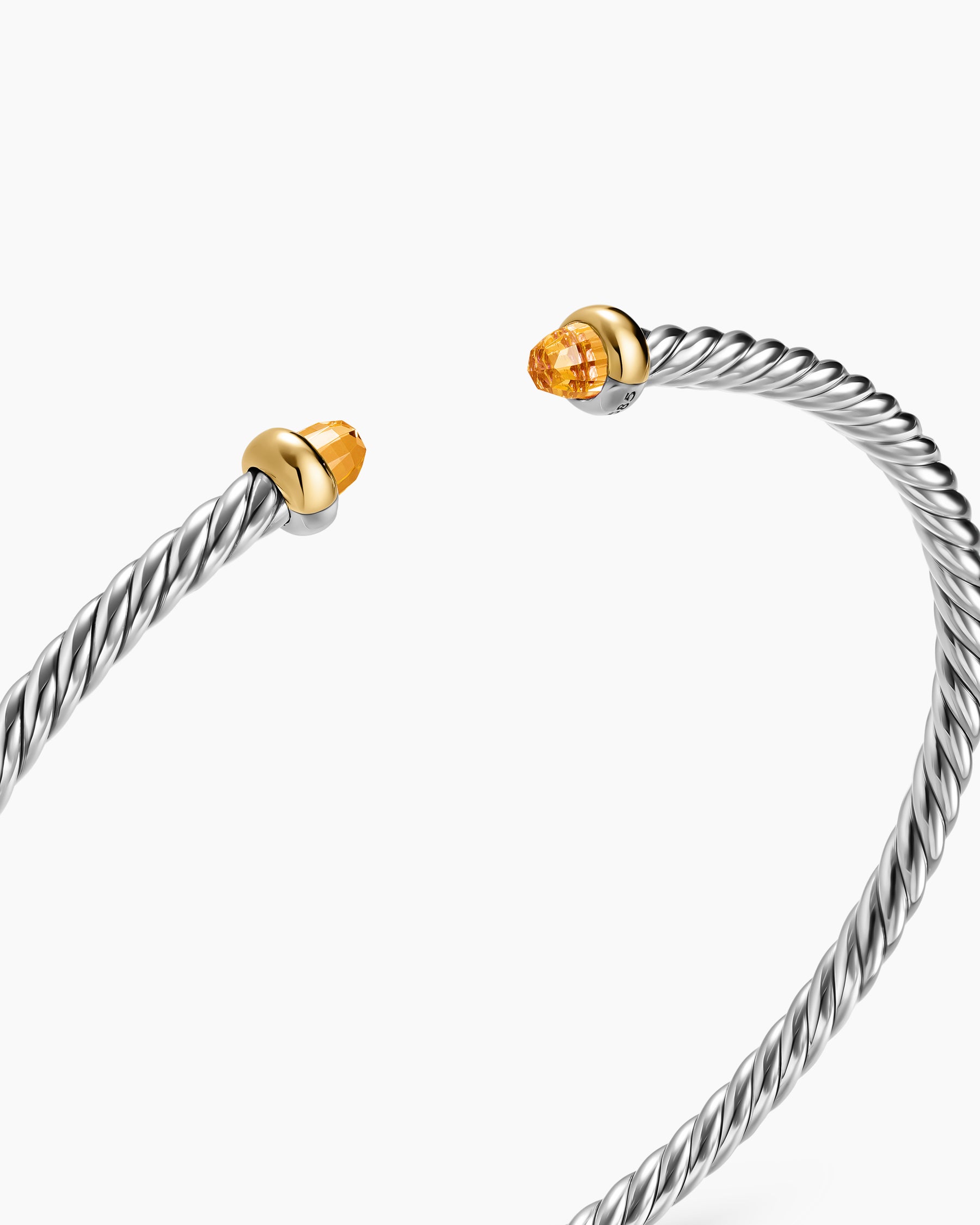 Micro Cable Flex Bracelet in Sterling Silver with 14K Yellow Gold and Citrine, 2.6mm - Image 5