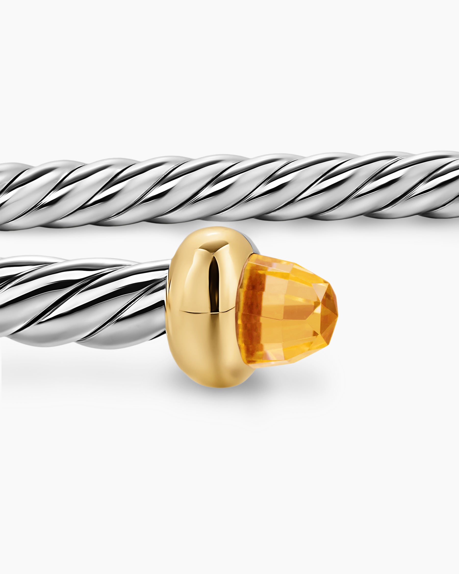 Micro Cable Flex Bracelet in Sterling Silver with 14K Yellow Gold and Citrine, 2.6mm - Image 6
