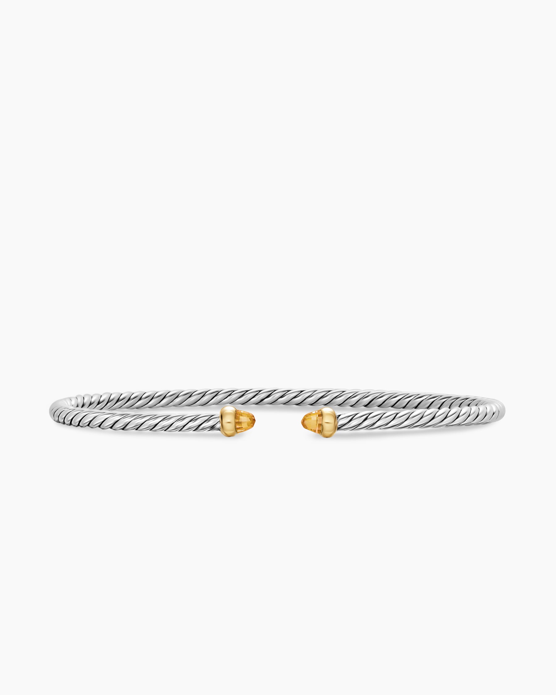 Micro Cable Flex Bracelet in Sterling Silver with 14K Yellow Gold and Citrine, 2.6mm
