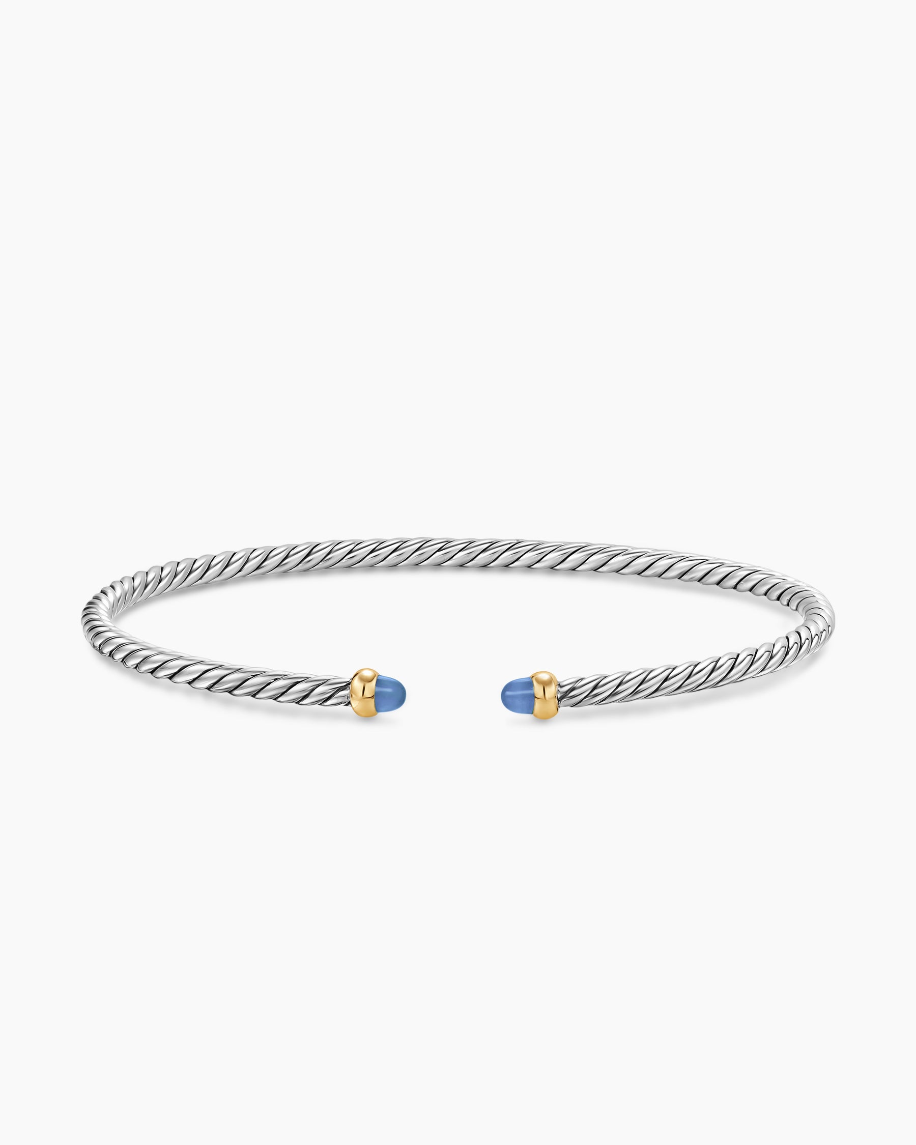 Micro Cable Flex Bracelet in Sterling Silver with 14K Yellow Gold and Blue Sapphires, 2.6mm - Image 4
