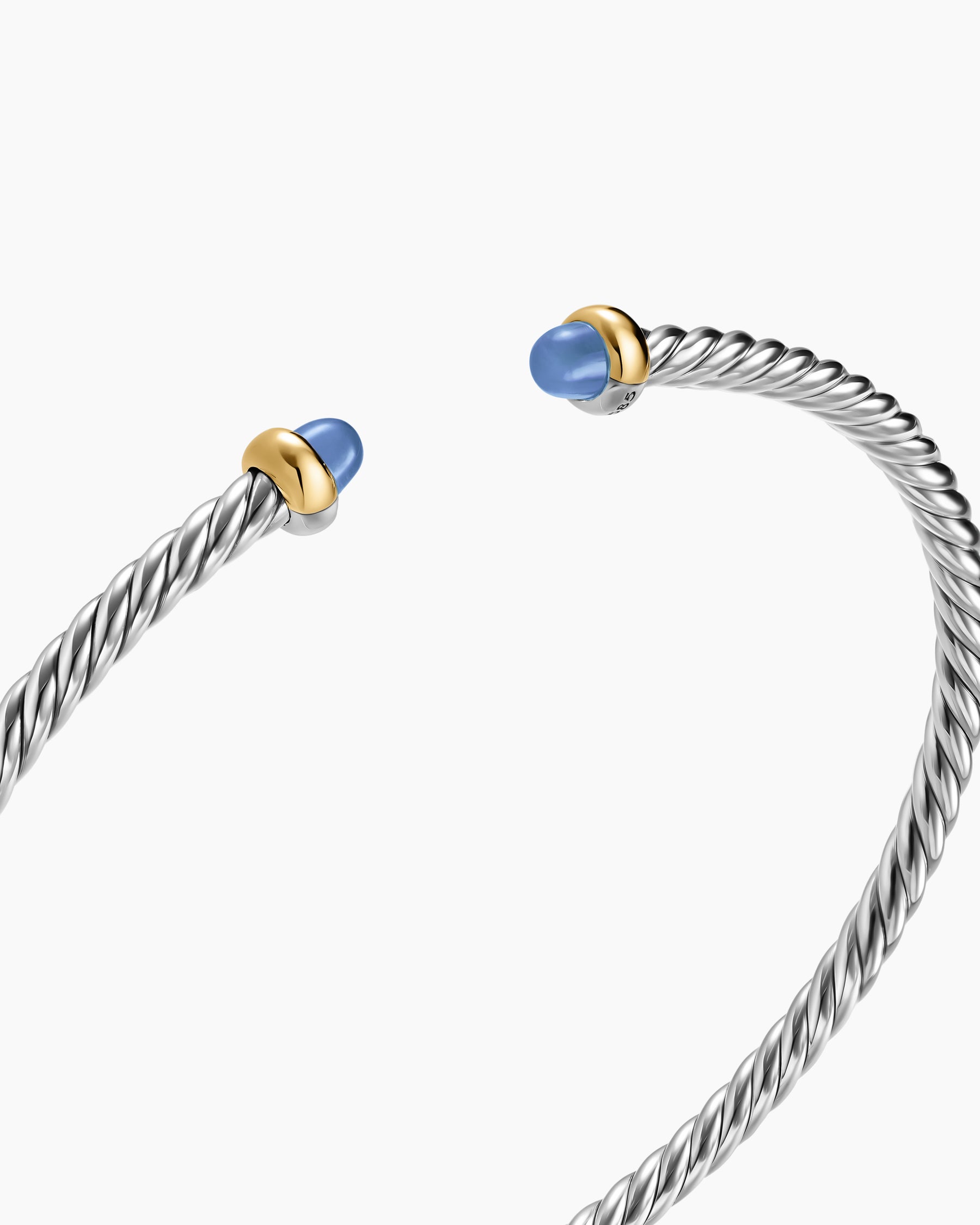 Micro Cable Flex Bracelet in Sterling Silver with 14K Yellow Gold and Blue Sapphires, 2.6mm - Image 5