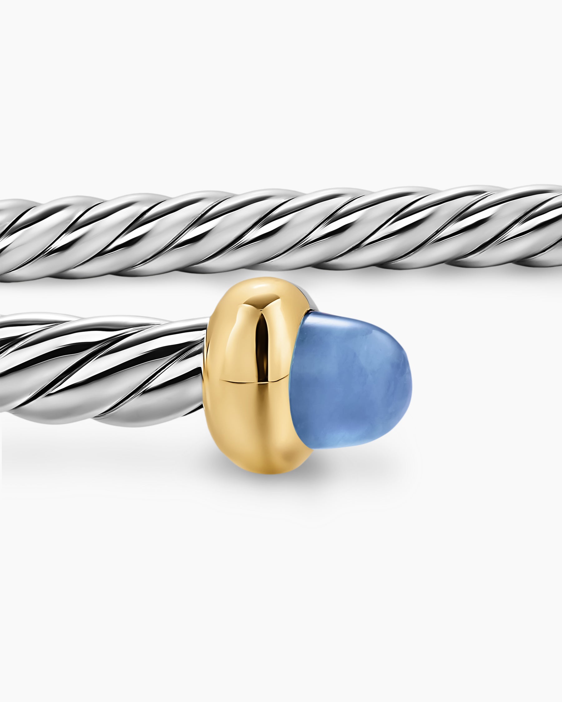 Micro Cable Flex Bracelet in Sterling Silver with 14K Yellow Gold and Blue Sapphires, 2.6mm - Image 6