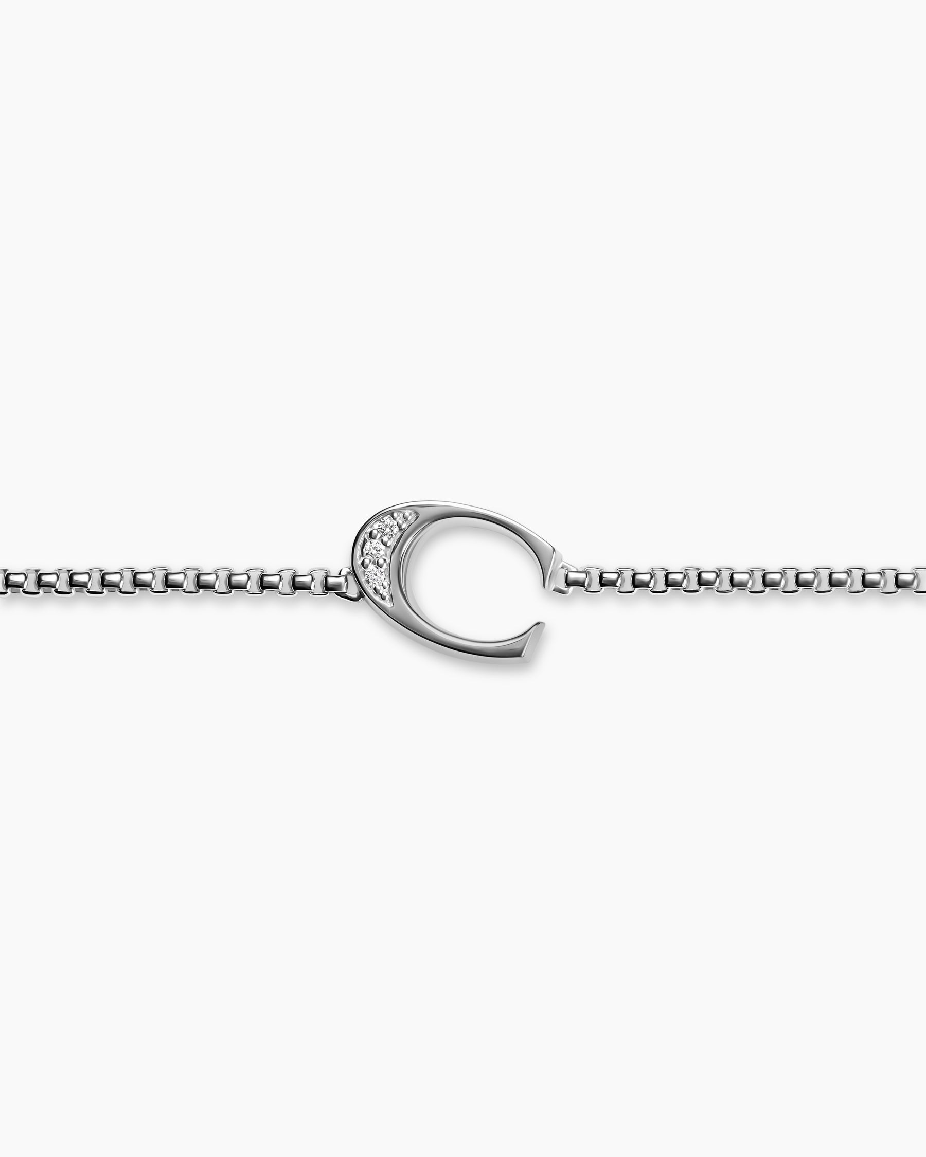 Petite Initial Chain Bracelet in Sterling Silver with Diamond C - Image 3