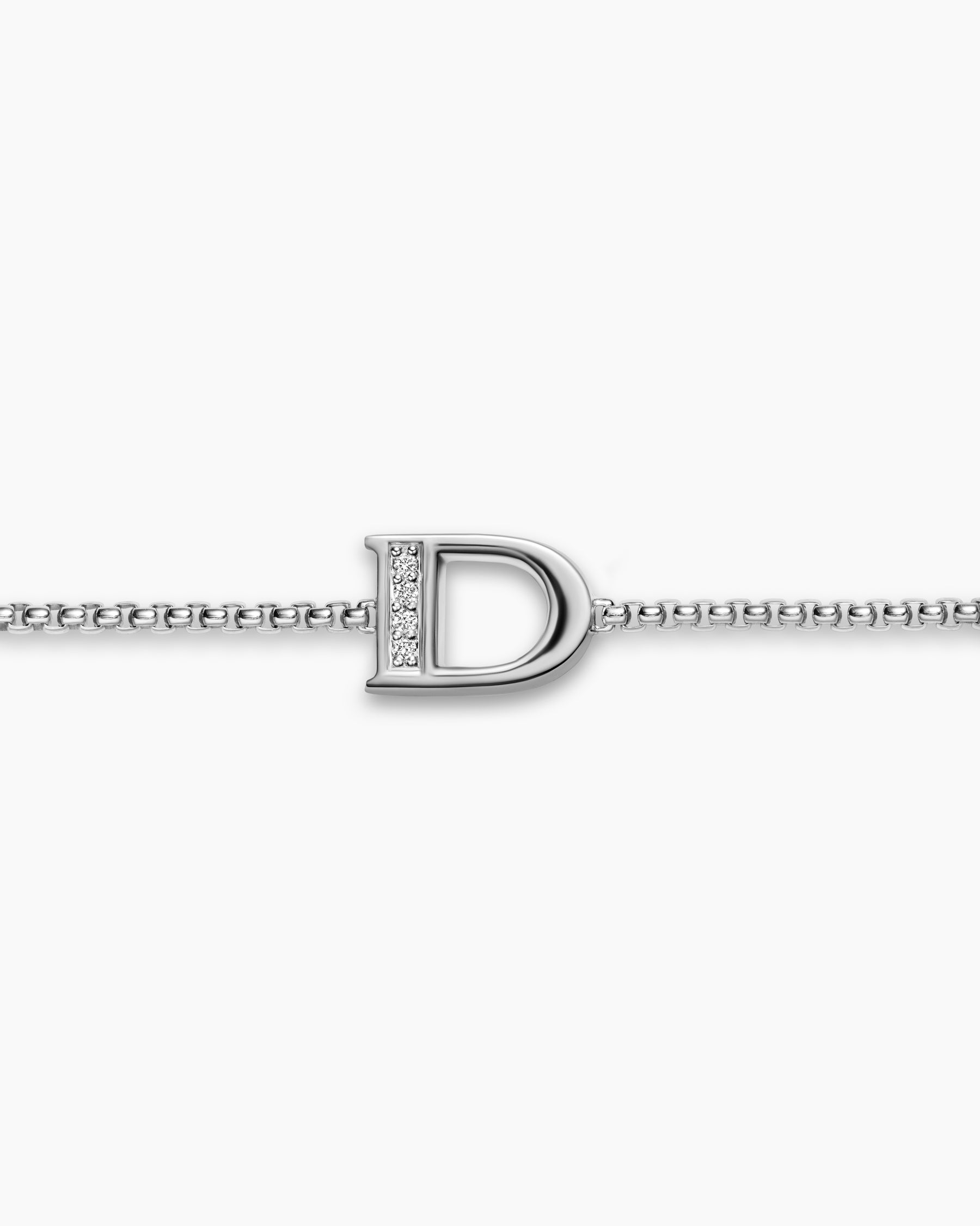 Petite Initial Chain Bracelet in Sterling Silver with Diamond D - Image 3