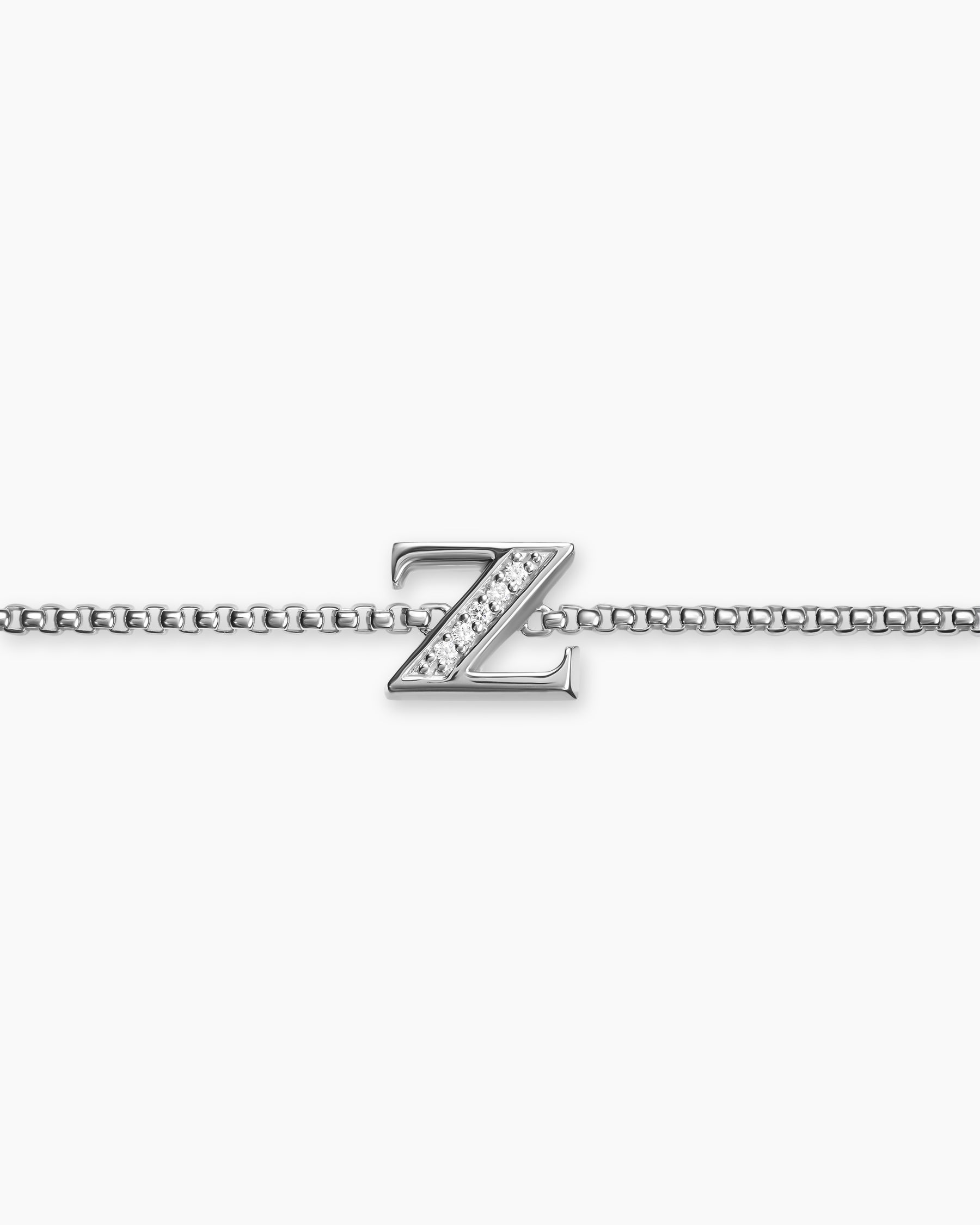 Petite Initial Chain Bracelet in Sterling Silver with Diamond Z - Image 3