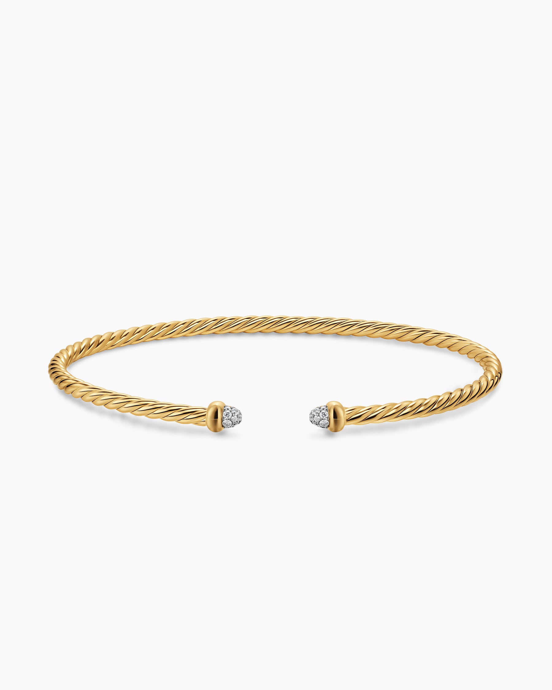 Micro Cablespira Flex Bracelet in 18K Yellow Gold with Pavé Diamond Domes, 2.6mm - Image 4