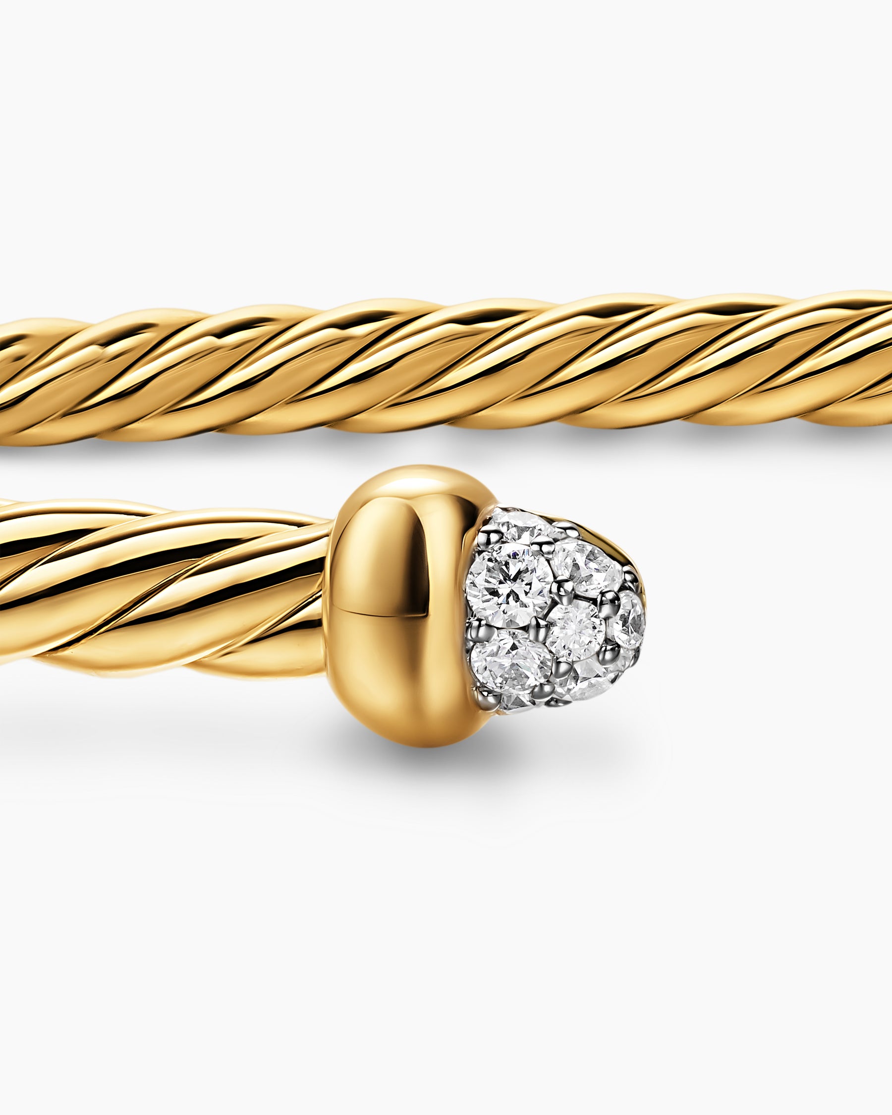 Micro Cablespira Flex Bracelet in 18K Yellow Gold with Pavé Diamond Domes, 2.6mm - Image 6