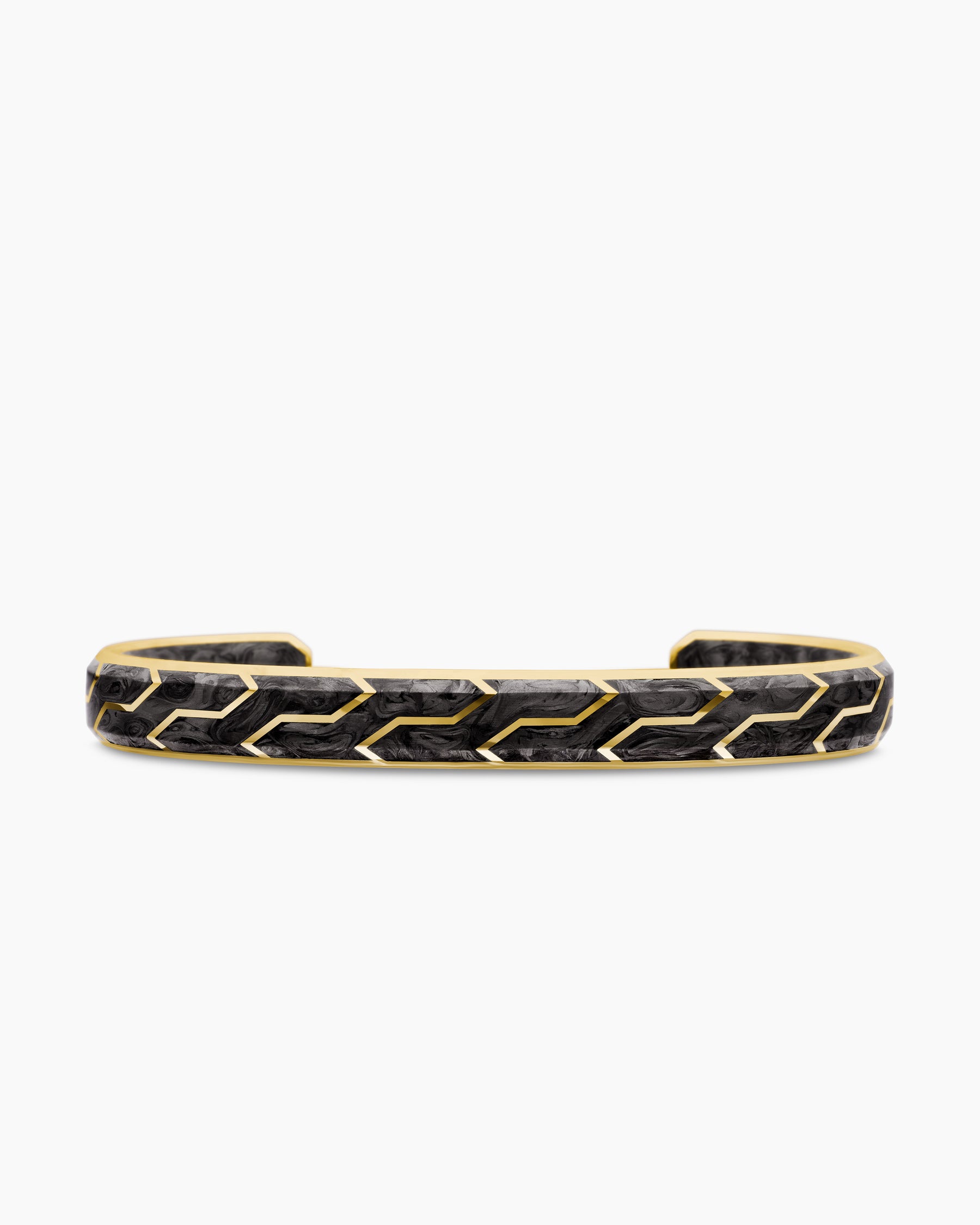 Streamline Cuff Bracelet in 18K Yellow Gold with Forged Carbon, 8.5mm