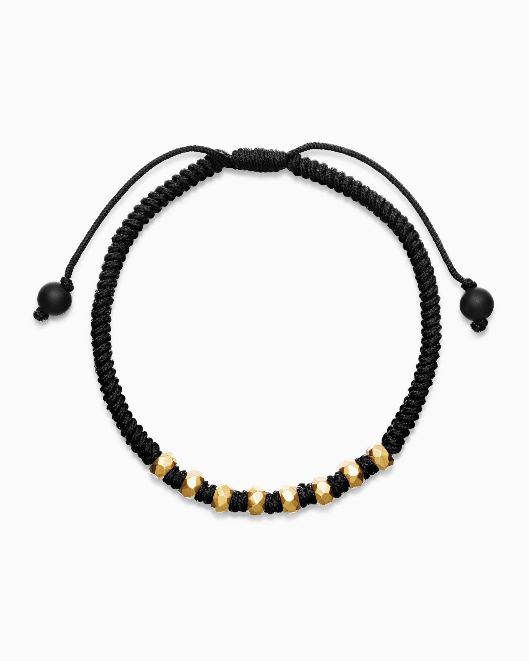 Fortune Woven Bracelet in Black Nylon with Black Onyx and 18K Yellow Gold, 5.5mm - Image 3