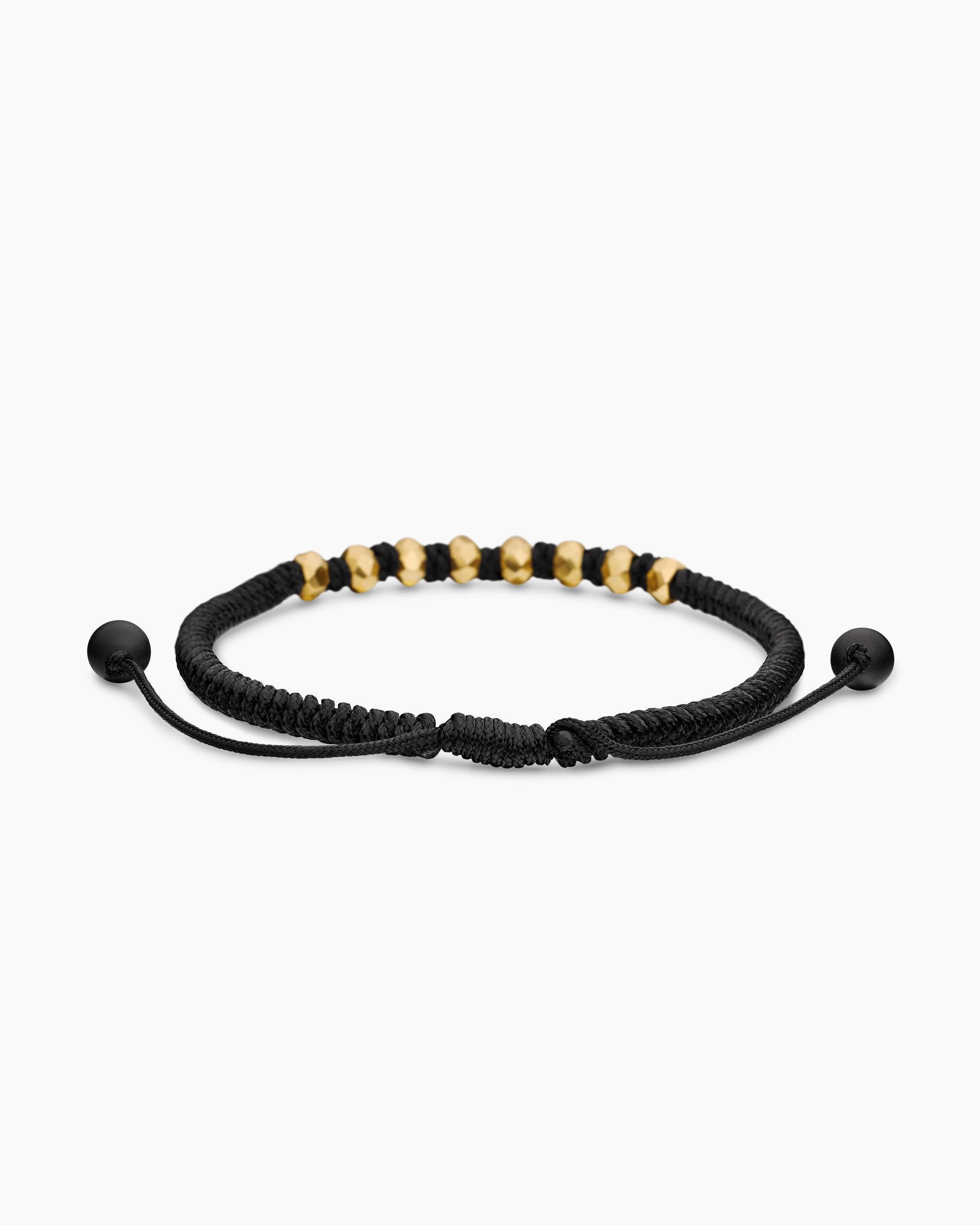 Fortune Woven Bracelet in Black Nylon with Black Onyx and 18K Yellow Gold, 5.5mm - Image 4