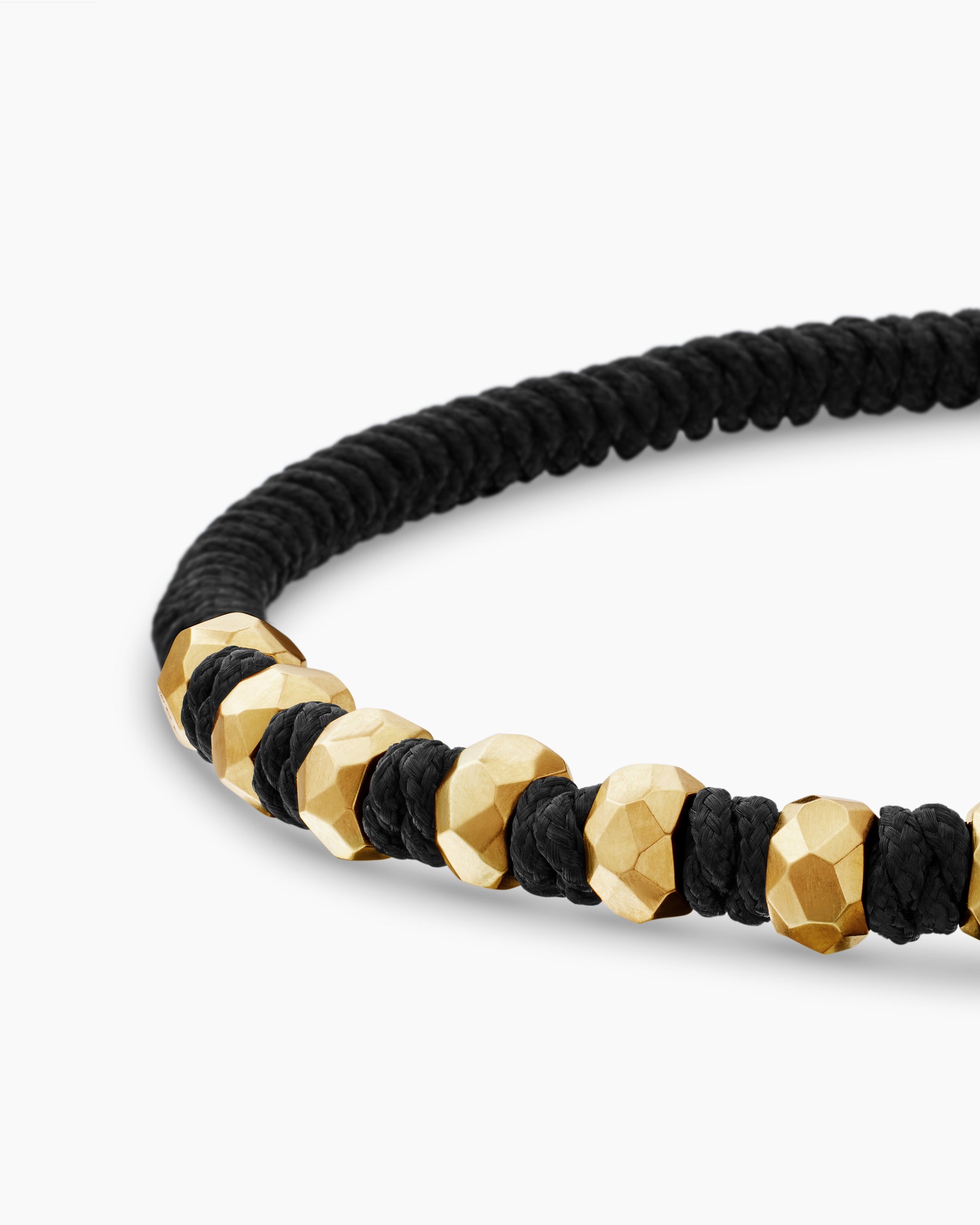 Fortune Woven Bracelet in Black Nylon with Black Onyx and 18K Yellow Gold, 5.5mm - Image 5