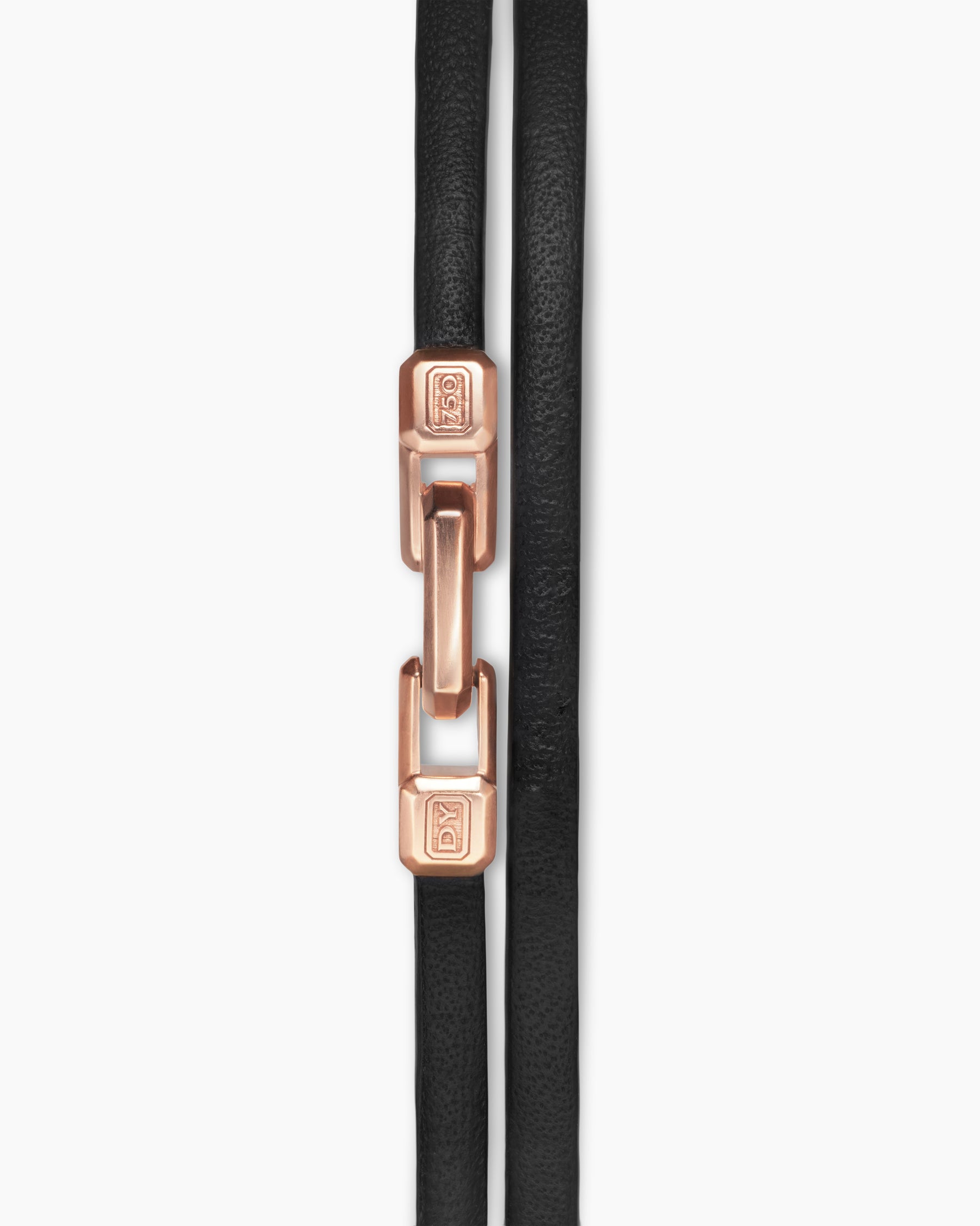 Streamline Double Wrap Black Leather Bracelet with 18K Rose Gold, 5.2mm - Image 5