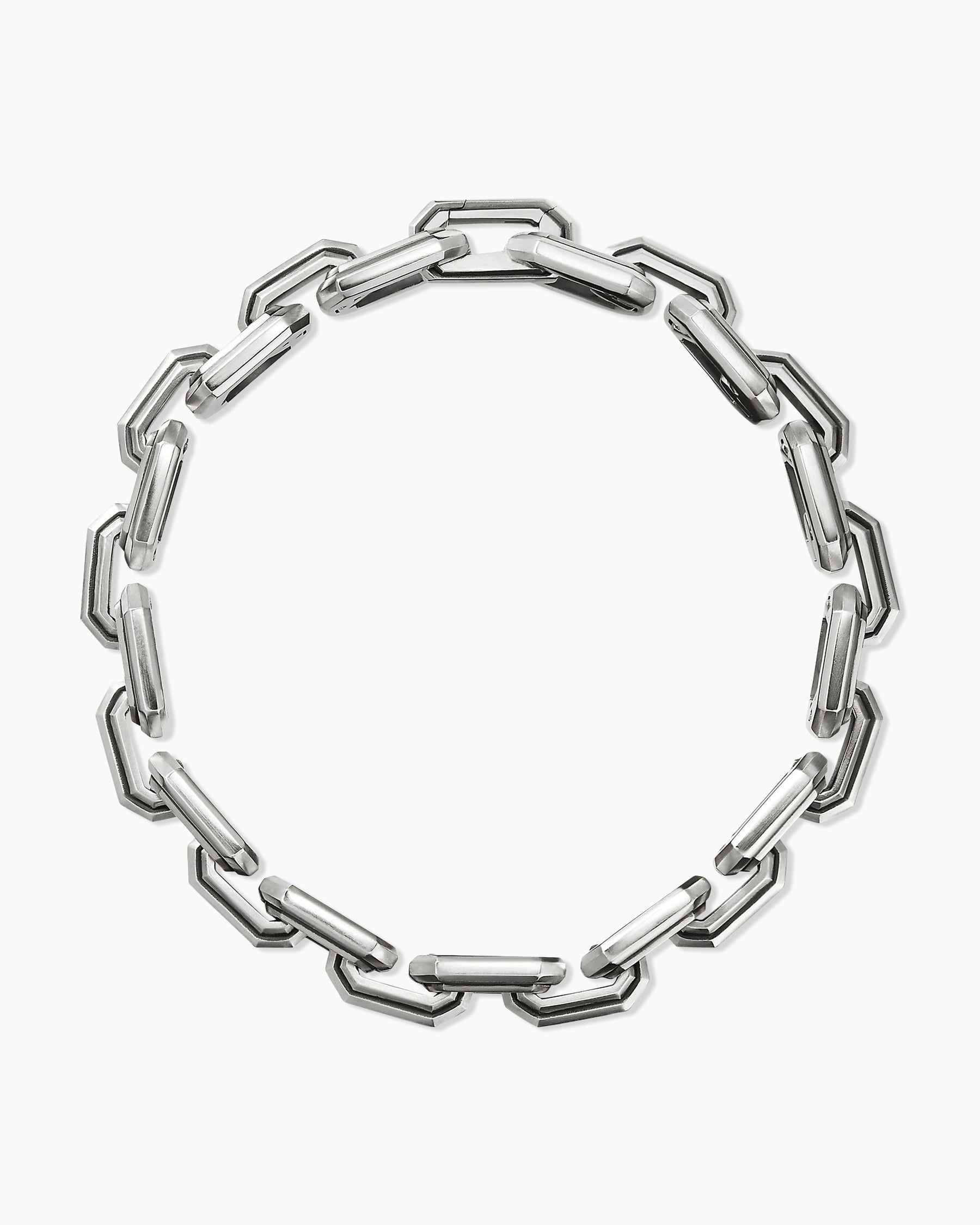 Faceted Flat Link Bracelet in Sterling Silver, 11mm - Image 3