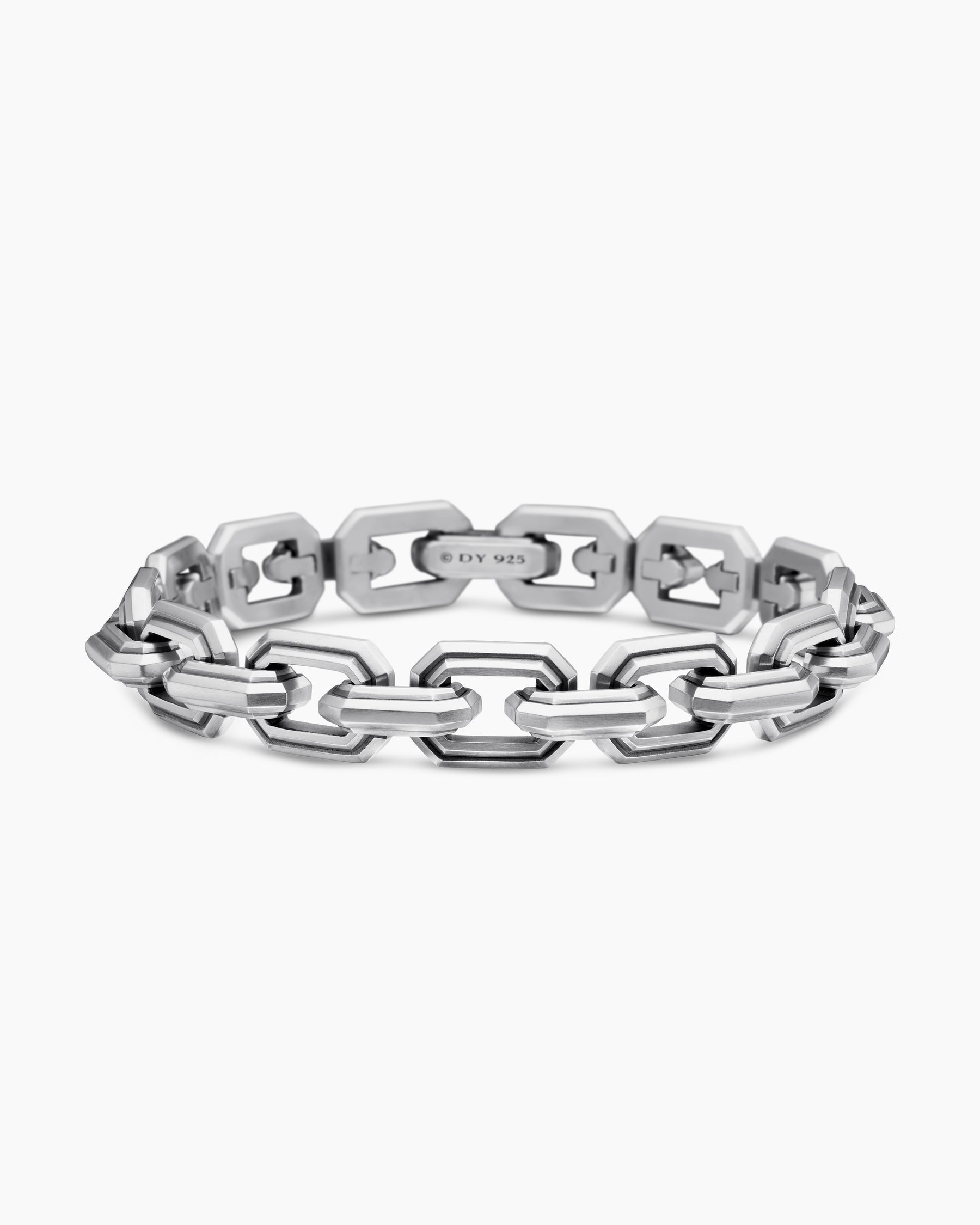Faceted Flat Link Bracelet in Sterling Silver, 11mm - Image 4