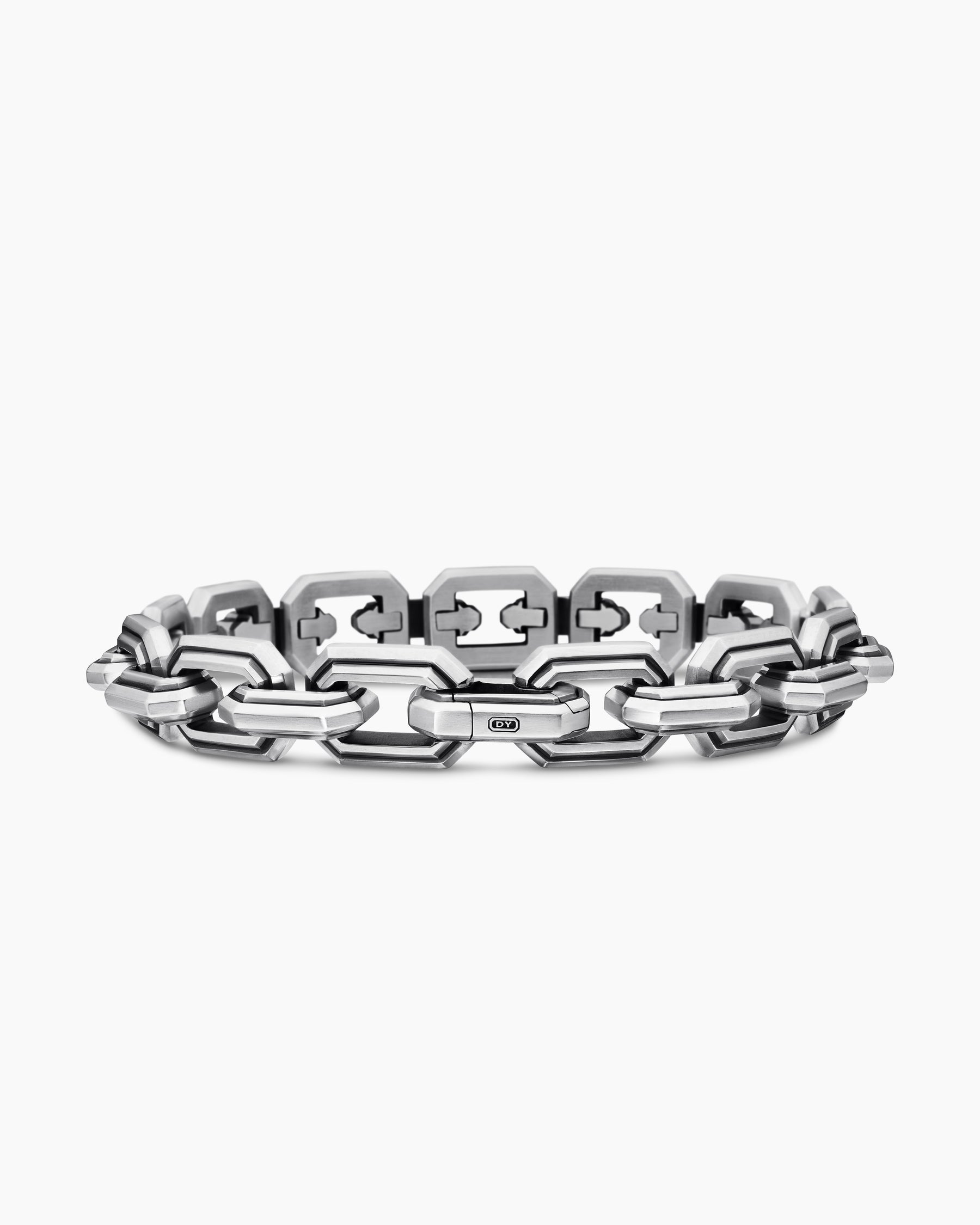 Faceted Flat Link Bracelet in Sterling Silver, 11mm - Image 6