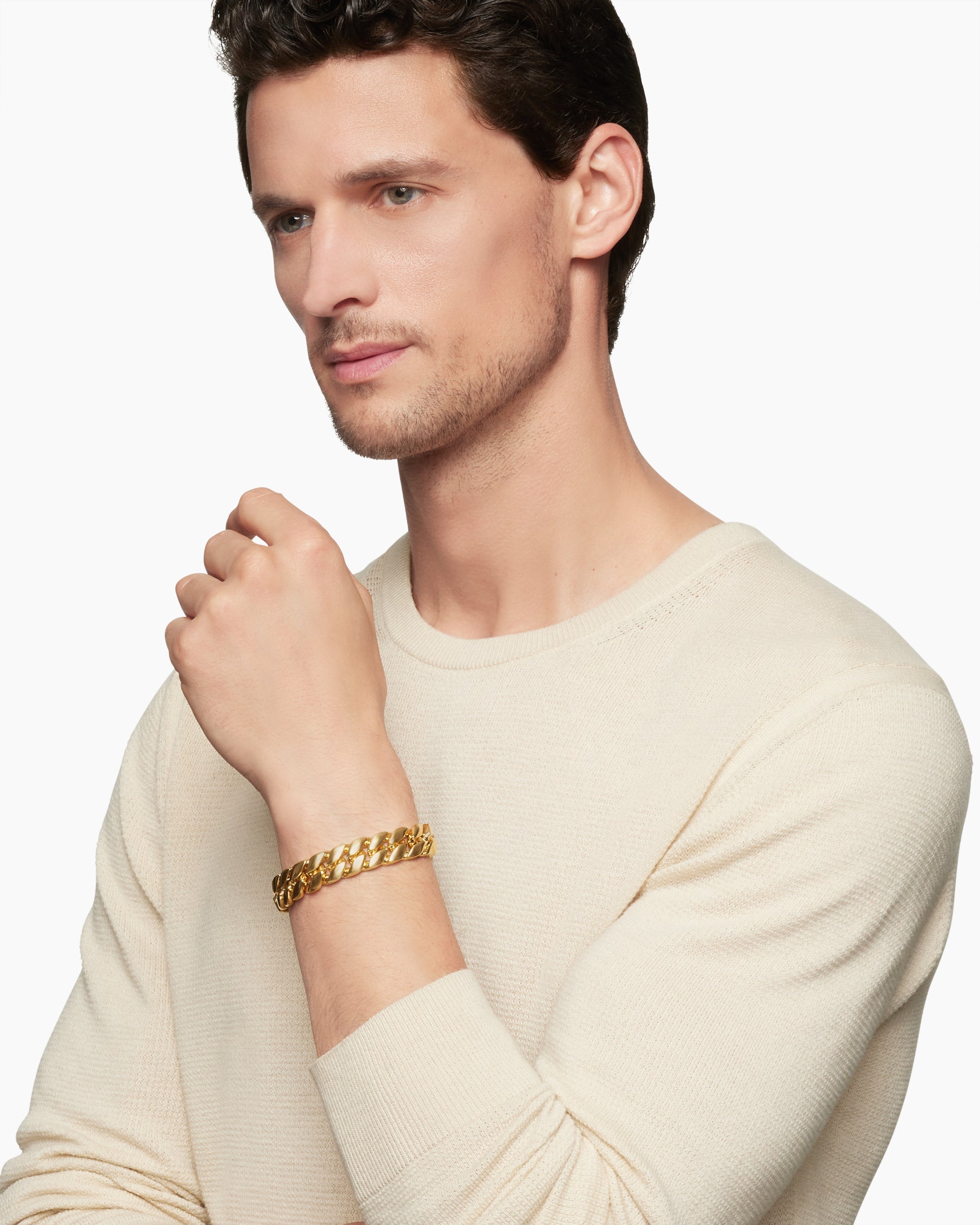 Alternative view of Curb Chain Bracelet in 18K Yellow Gold, 14.5mm