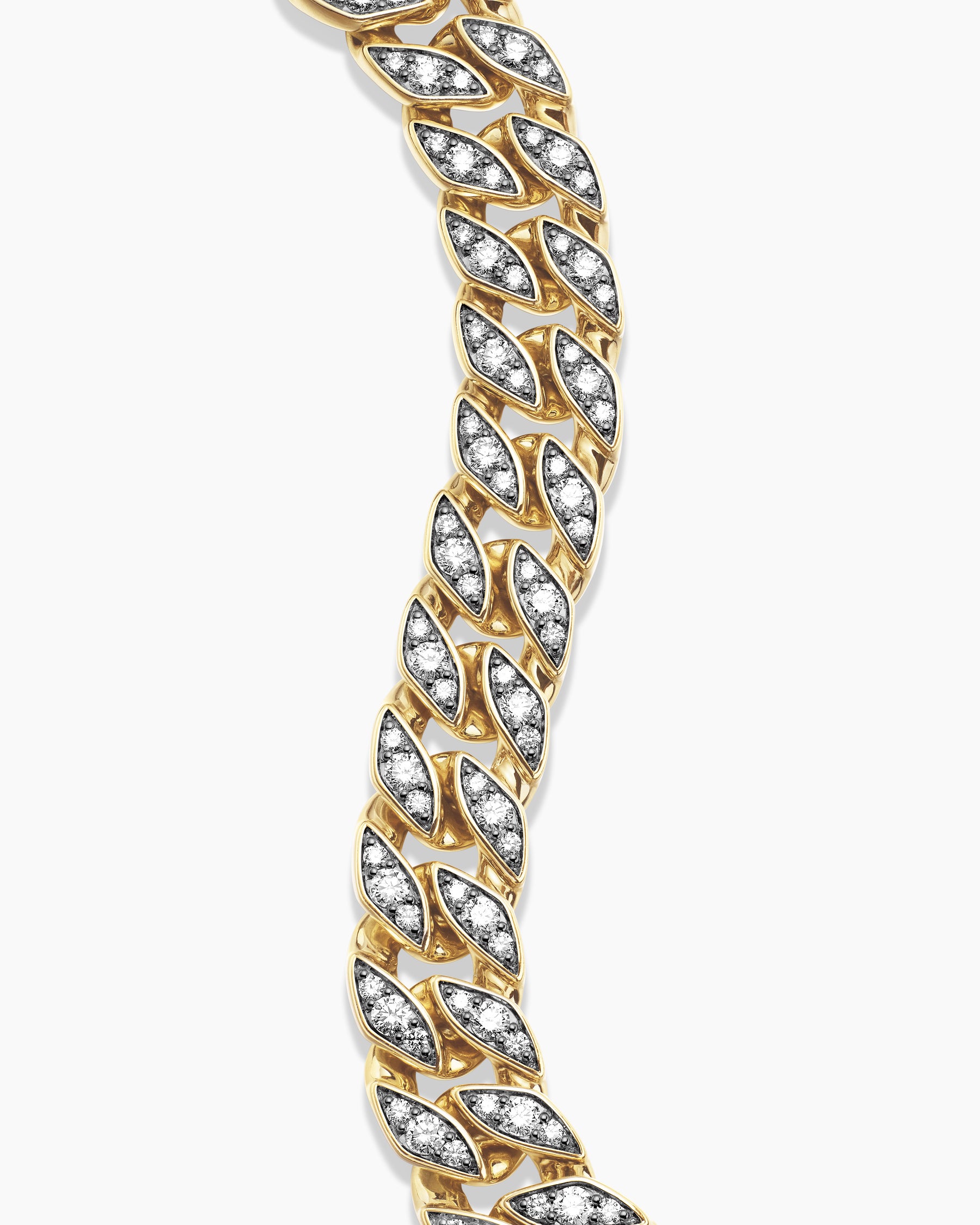 Curb Chain Bracelet in 18K Yellow Gold with Diamonds, 14.5mm - Image 5