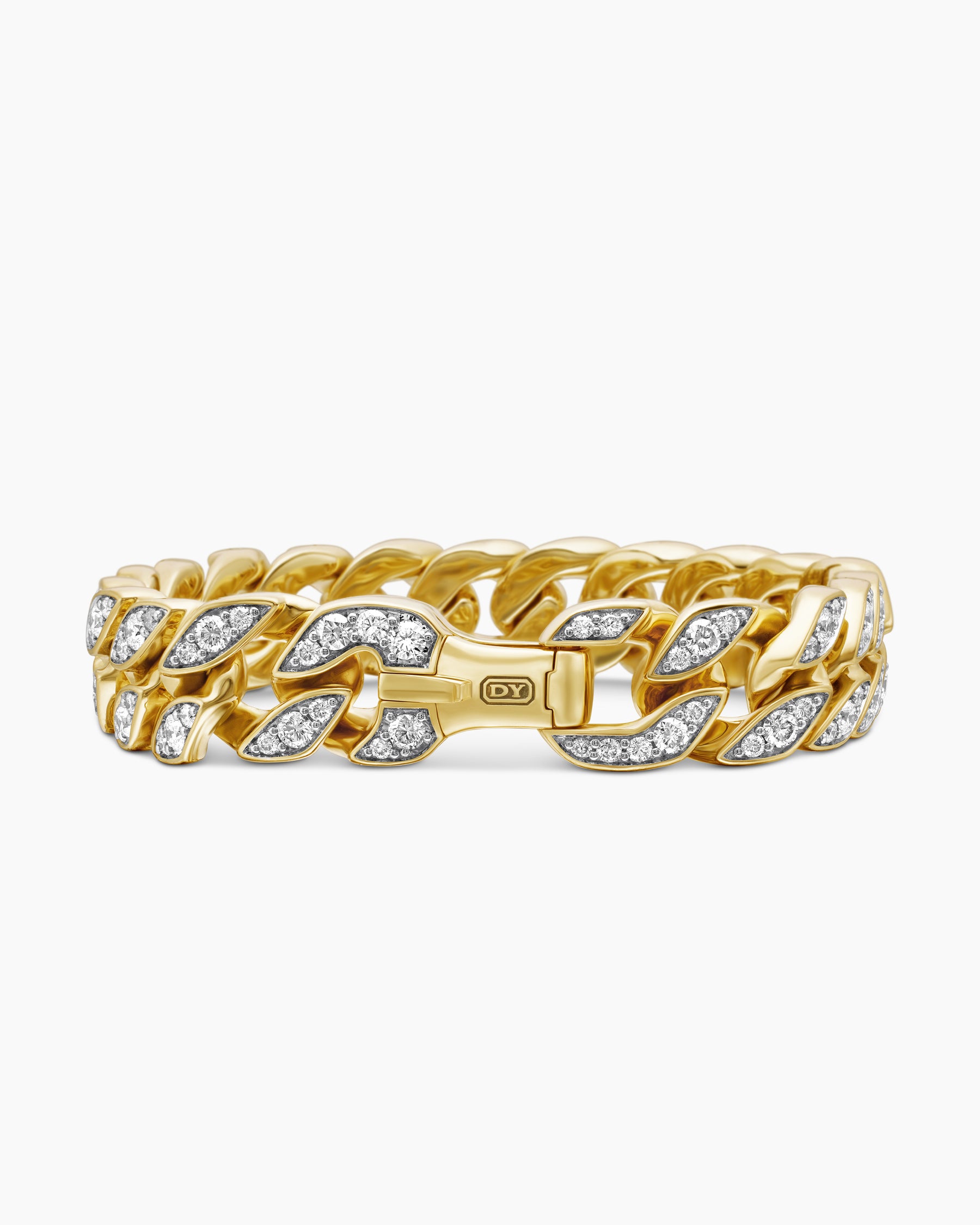 Curb Chain Bracelet in 18K Yellow Gold with Diamonds, 14.5mm - Image 6