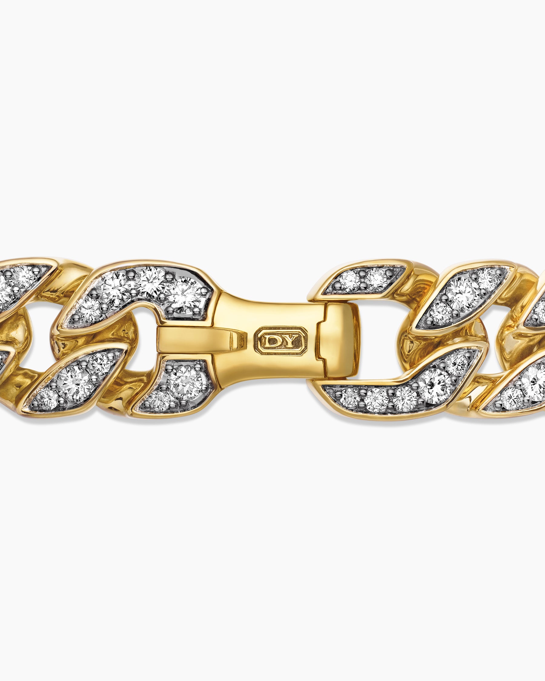 Curb Chain Bracelet in 18K Yellow Gold with Diamonds, 14.5mm - Image 7