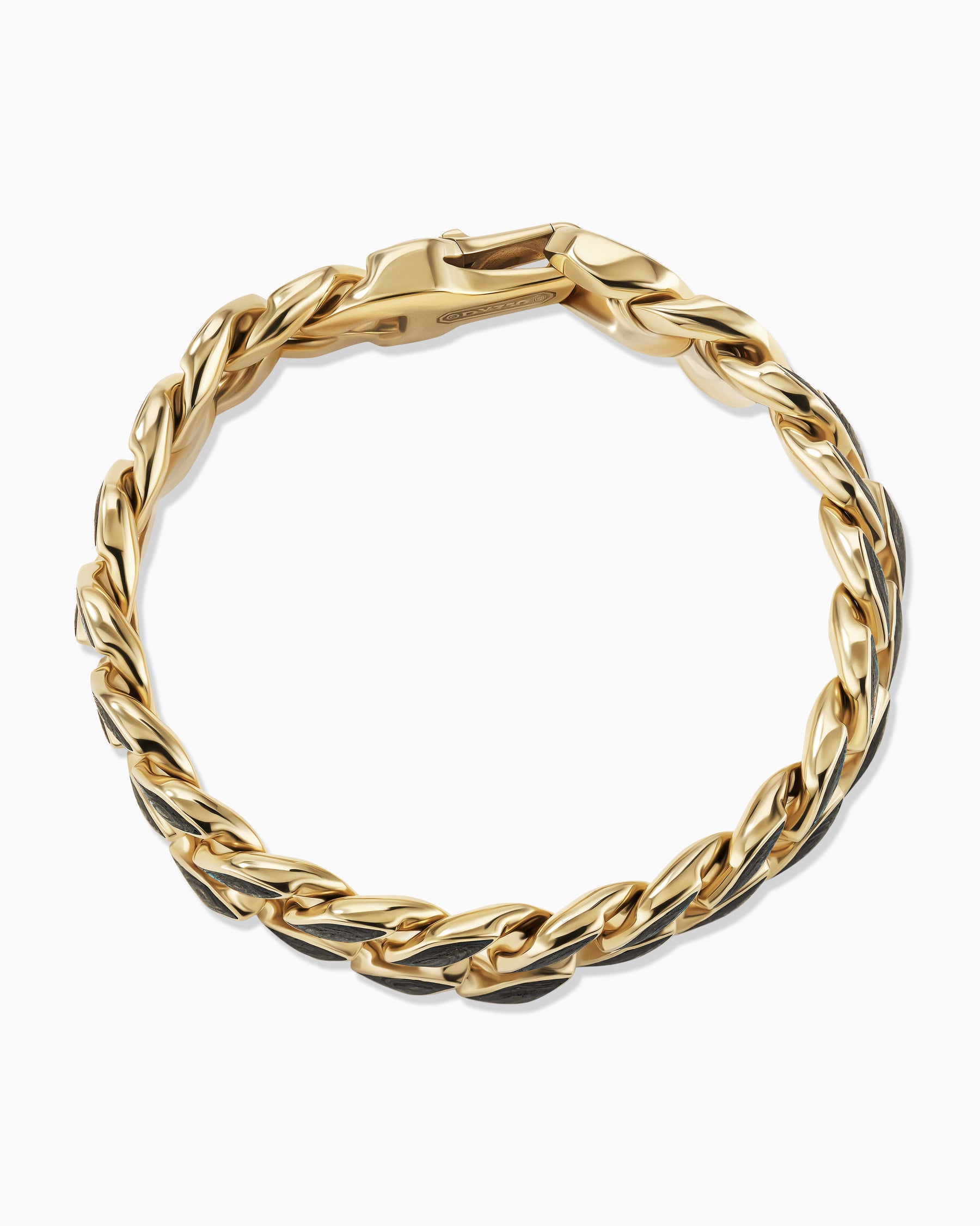 Forged Carbon Curb Chain Bracelet in 18K Yellow Gold, 14.5mm - Image 3