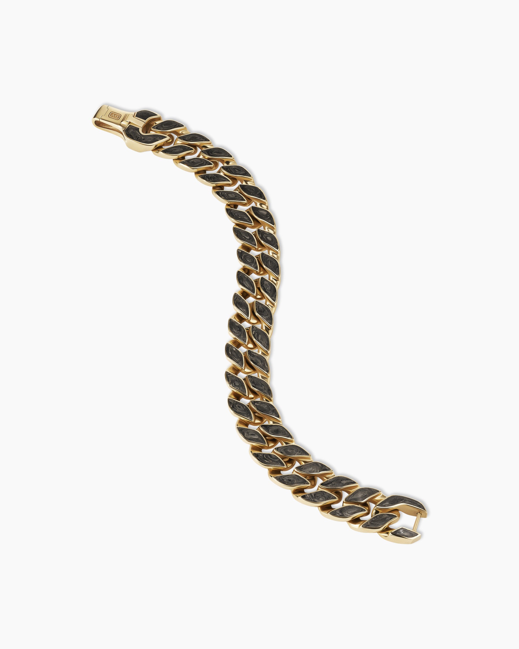 Forged Carbon Curb Chain Bracelet in 18K Yellow Gold, 14.5mm - Image 4