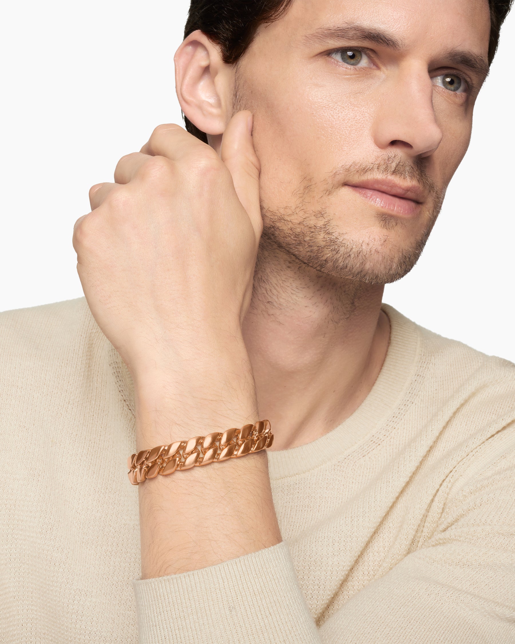 Curb Chain Bracelet in 18K Rose Gold, 14.5mm - Image 8