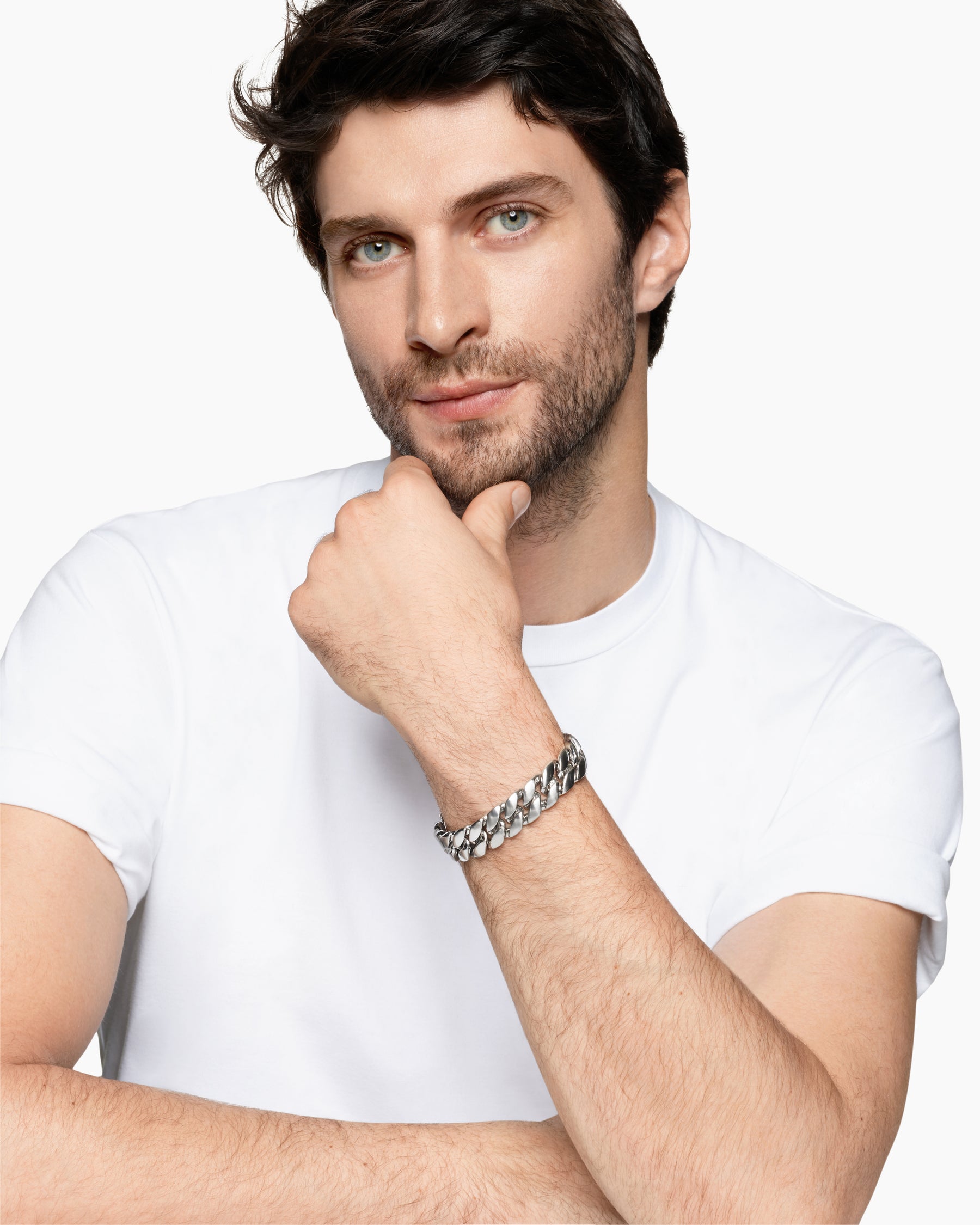 Alternative view of Curb Chain Bracelet in Platinum, 14.5mm