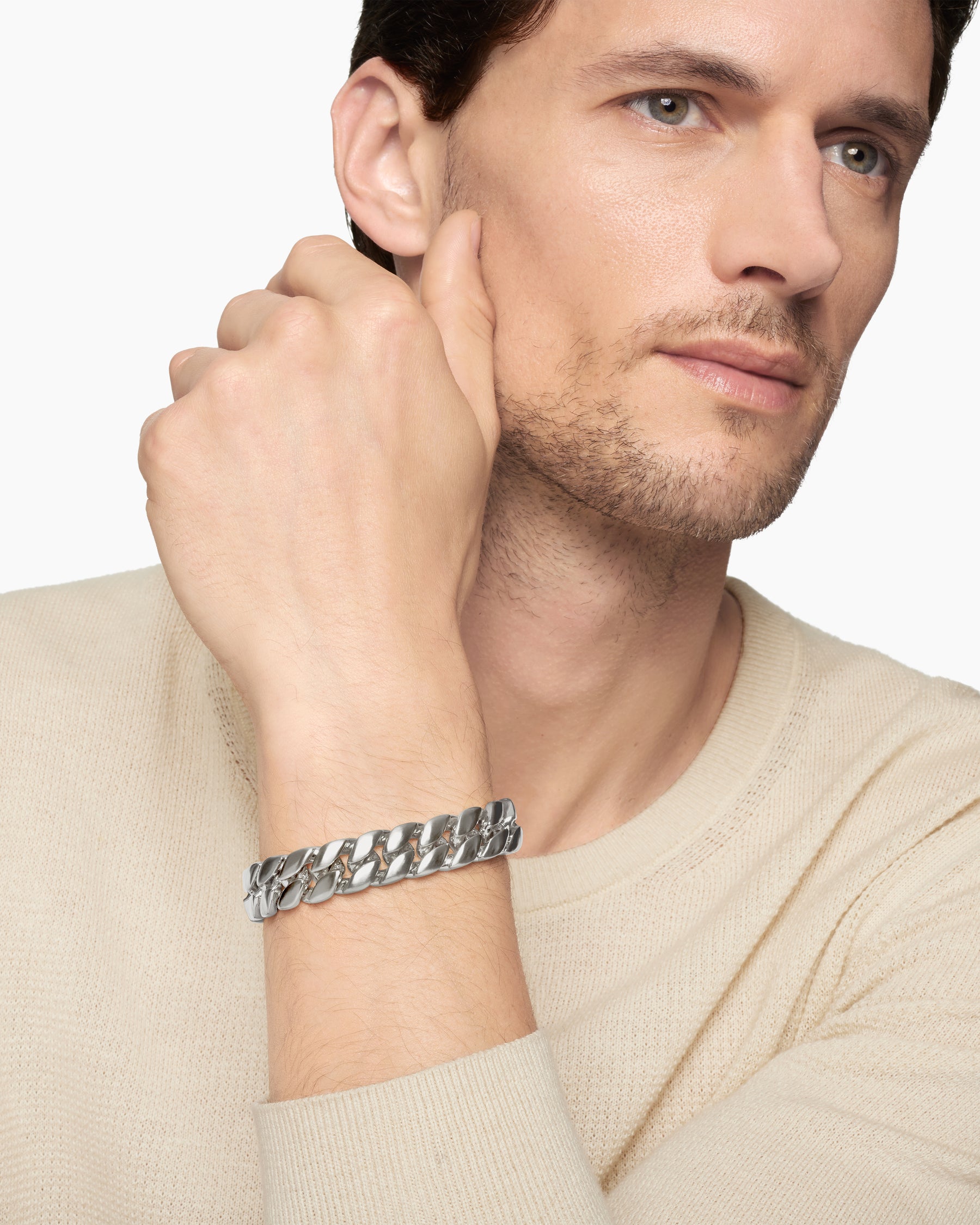 Curb Chain Bracelet in Sterling Silver, 14.5mm - Image 8